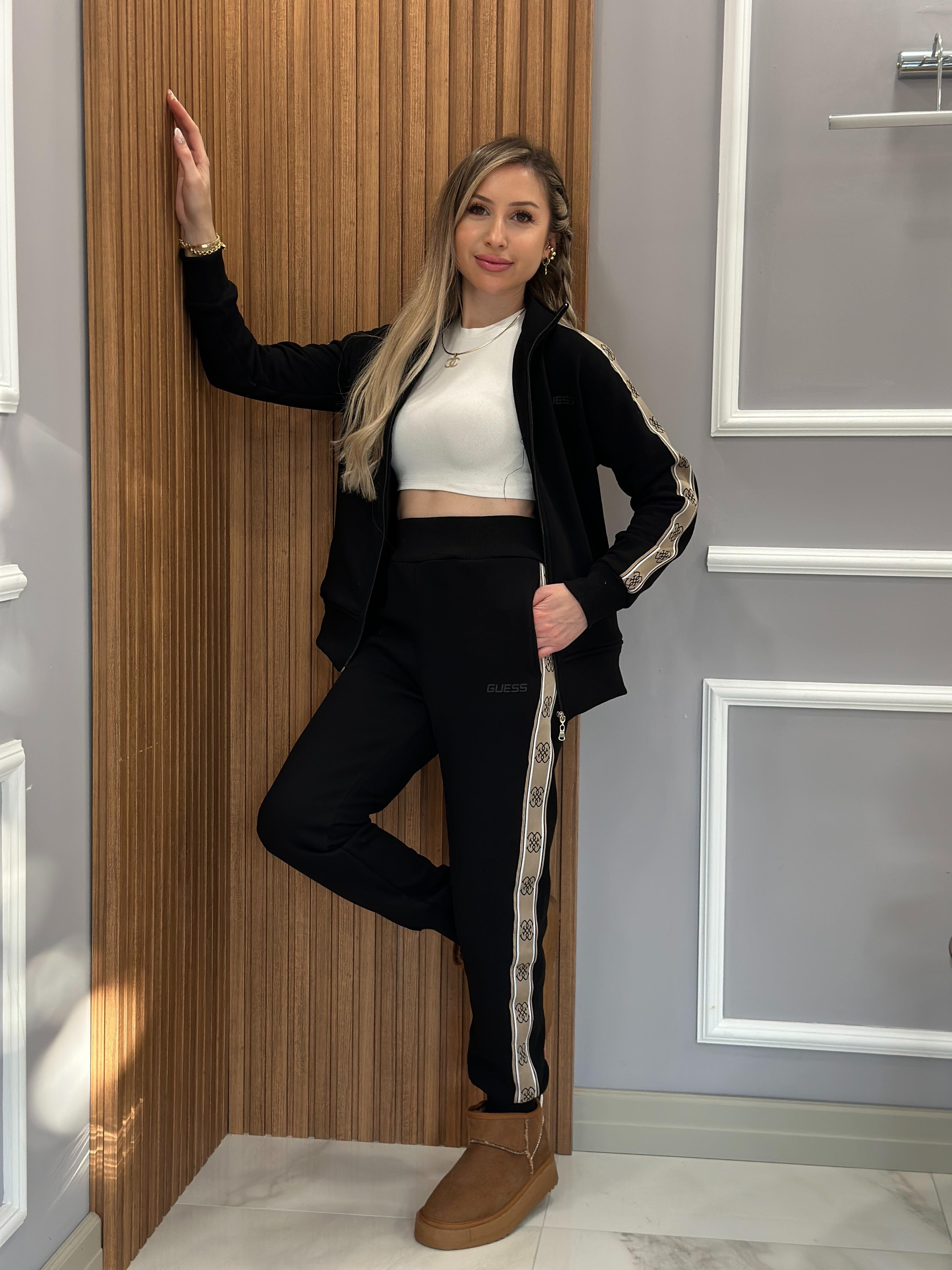Gu Eşofman Takımı Yazı Kol Detaylı Siyah