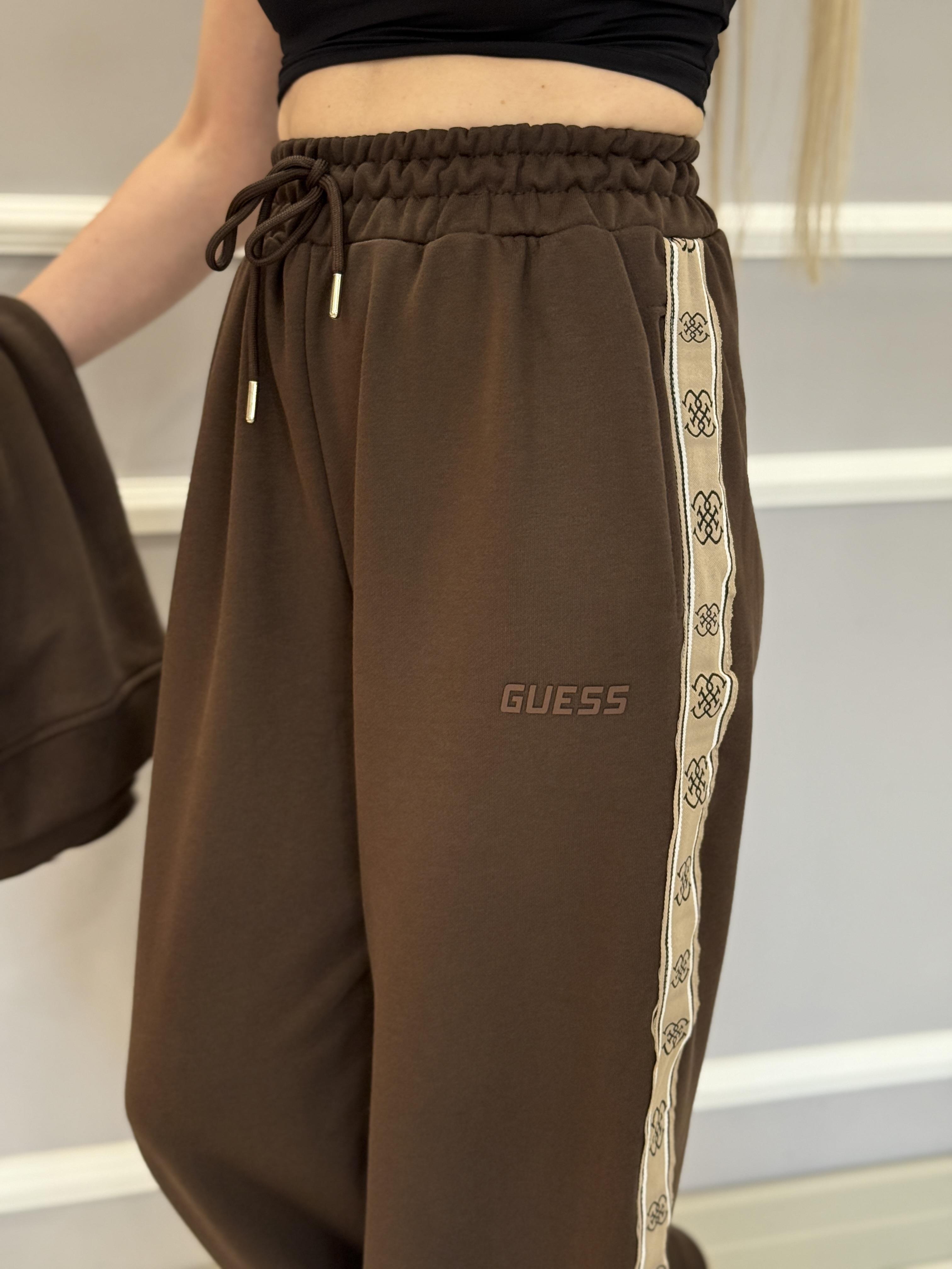 GU Plazzo Pantolon Eşofman Altı Yan Detaylı Kahverengi