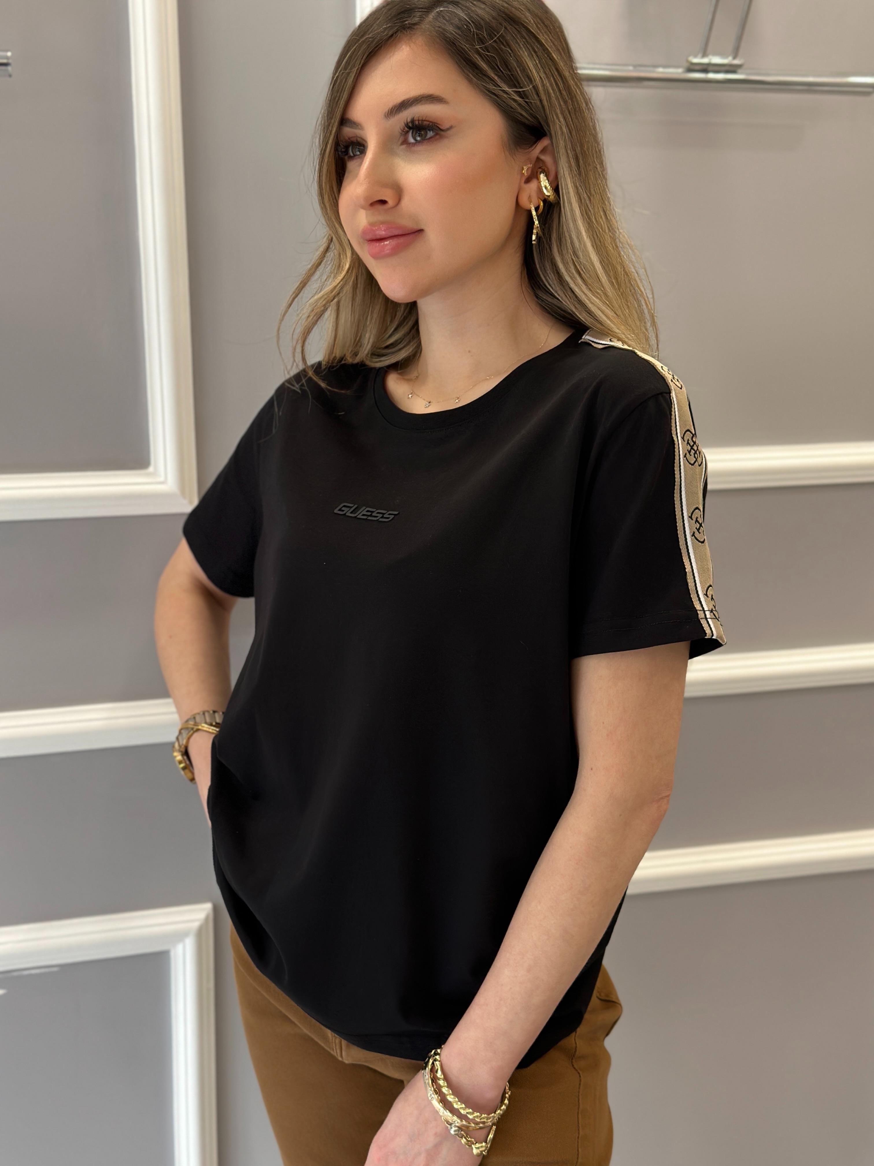 Gu T-shirt Kol Detaylı Siyah