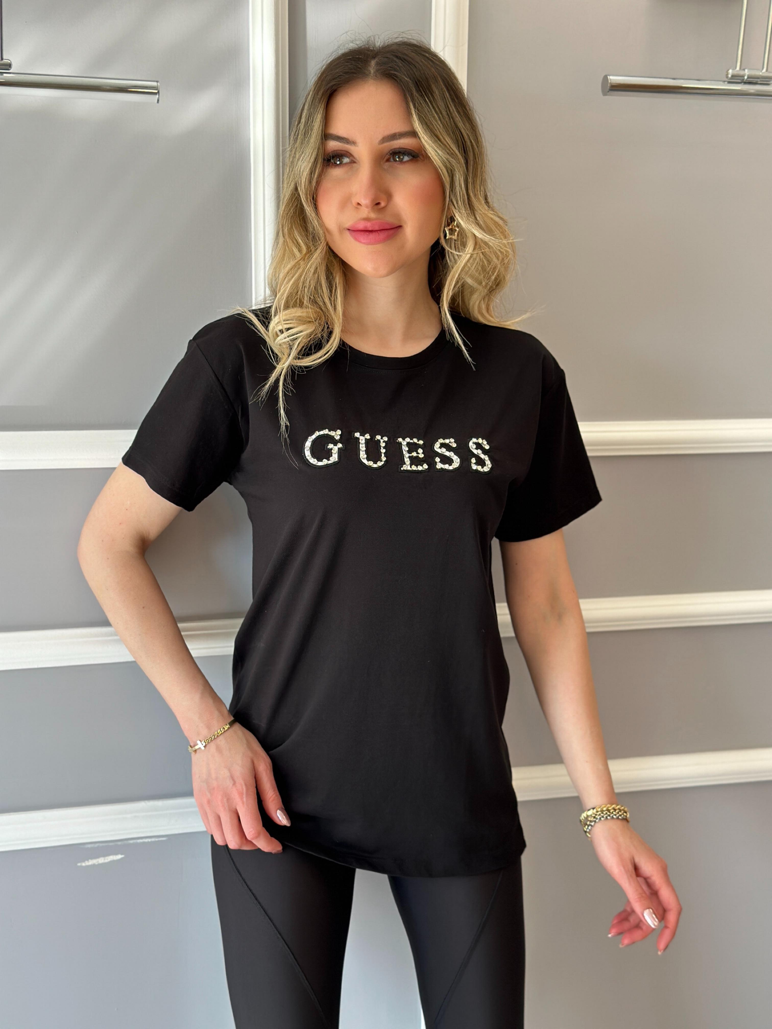 Gu T-shirt Taşlı Siyah