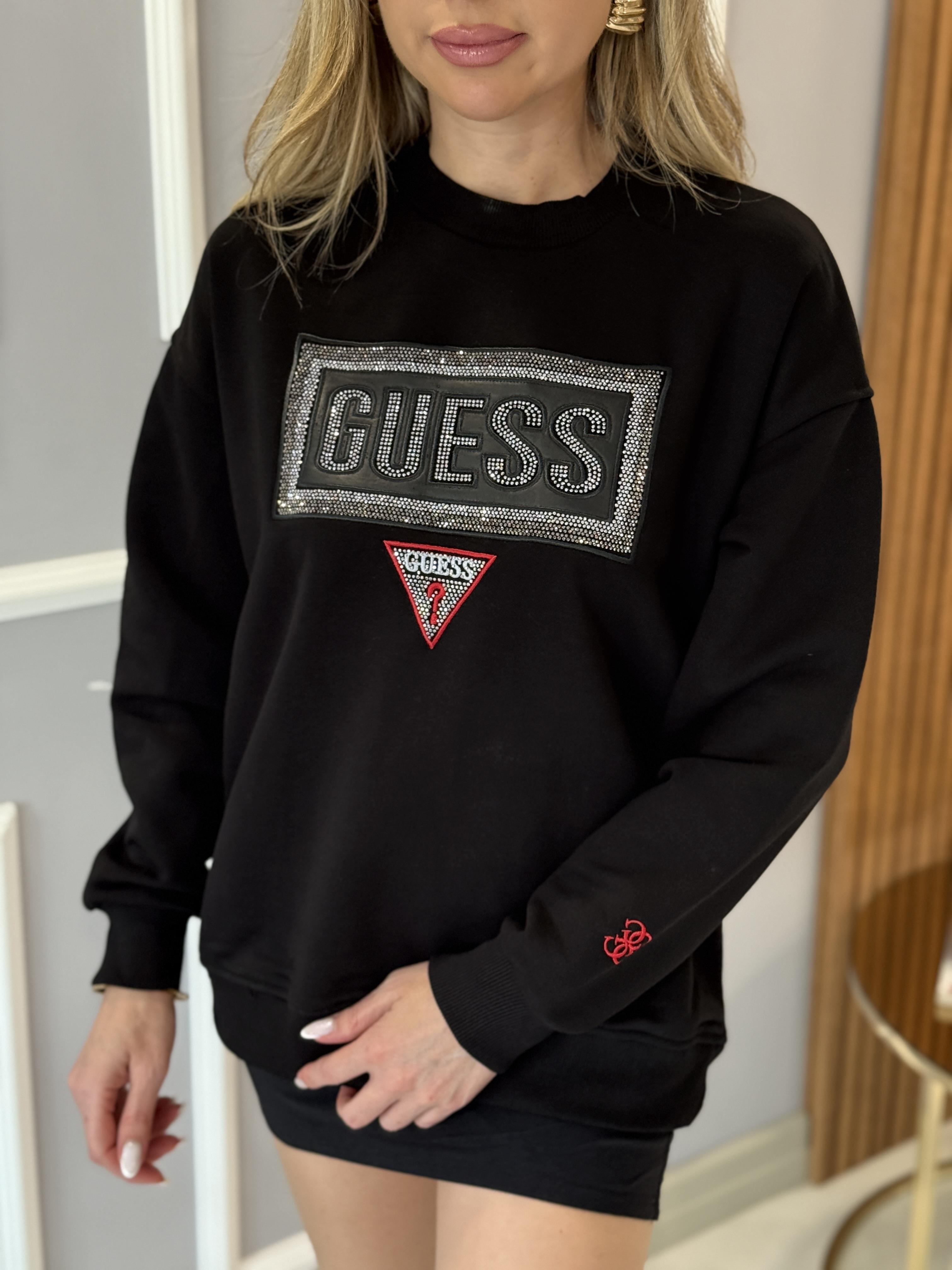 Gu Yazı Taşlı Bilek Detaylı Boyu 65 cm Siyah Sweat
