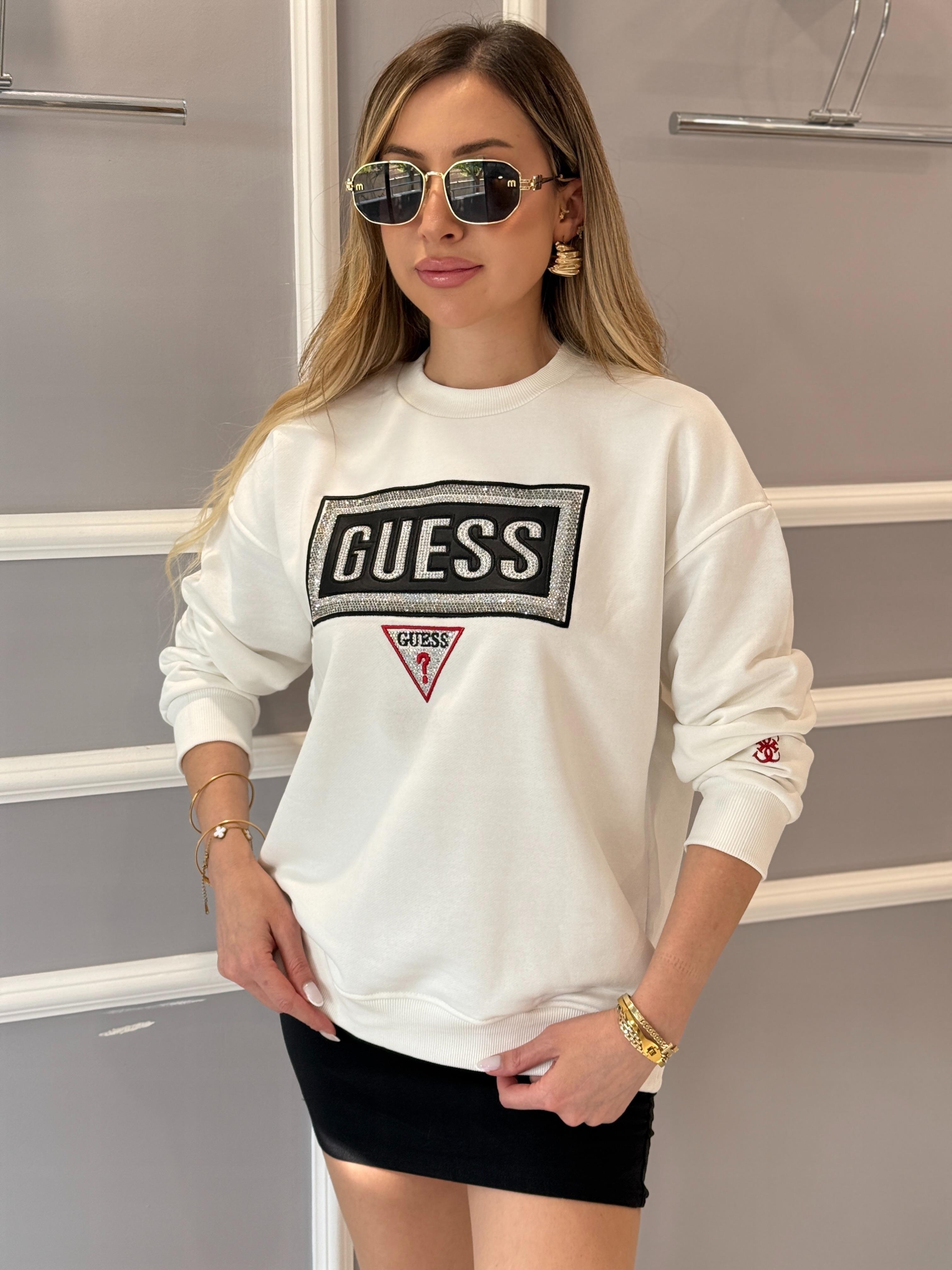 Gu Yazı Taşlı Bilek Detaylı Boyu 65 cm Beyaz  Sweat