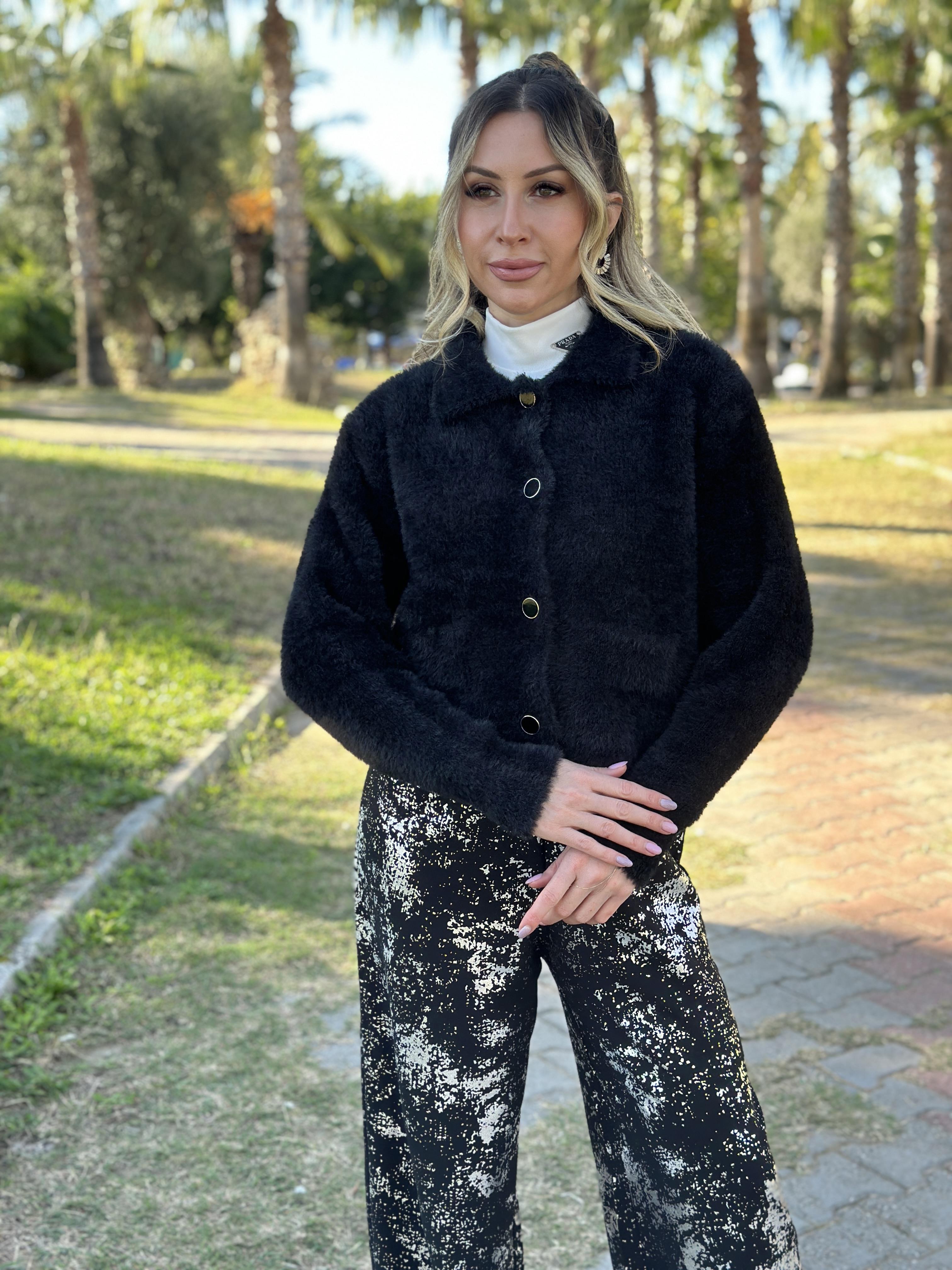 Hırka Yumoş Düğmeli Siyah 
