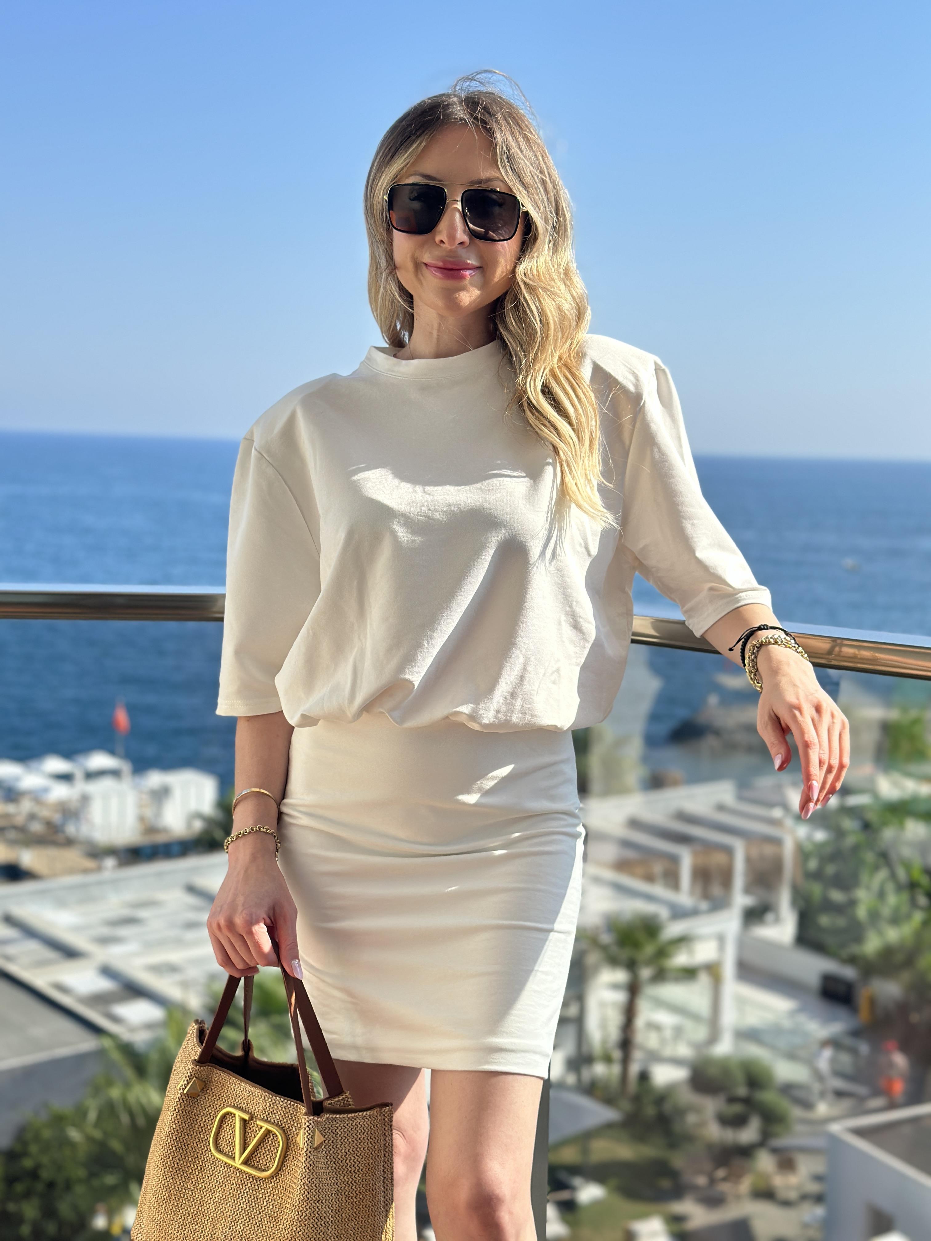 Kristi Vatkalı Elbise Ekru