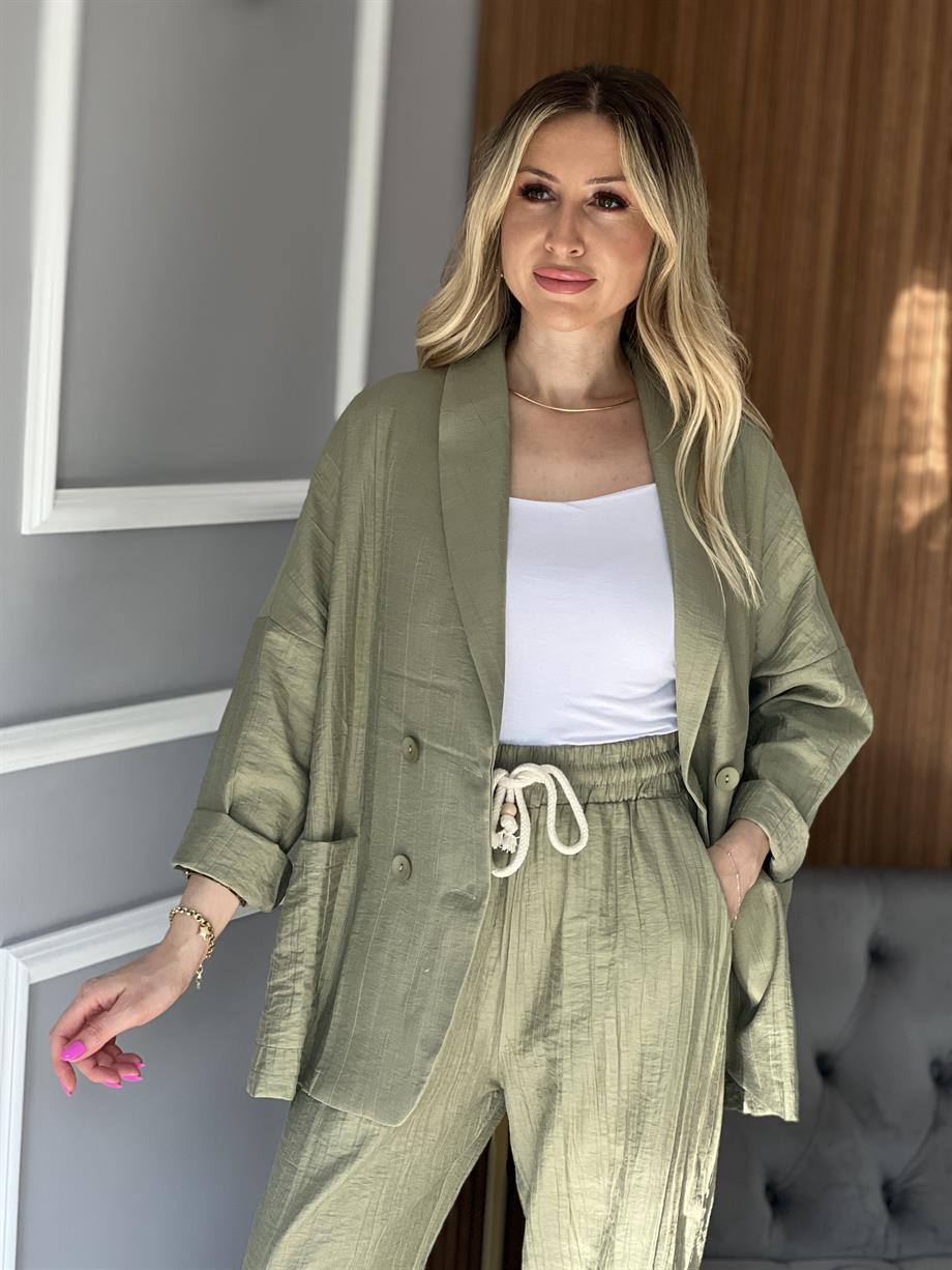 Kruvaze Ceket Haki Yeşil