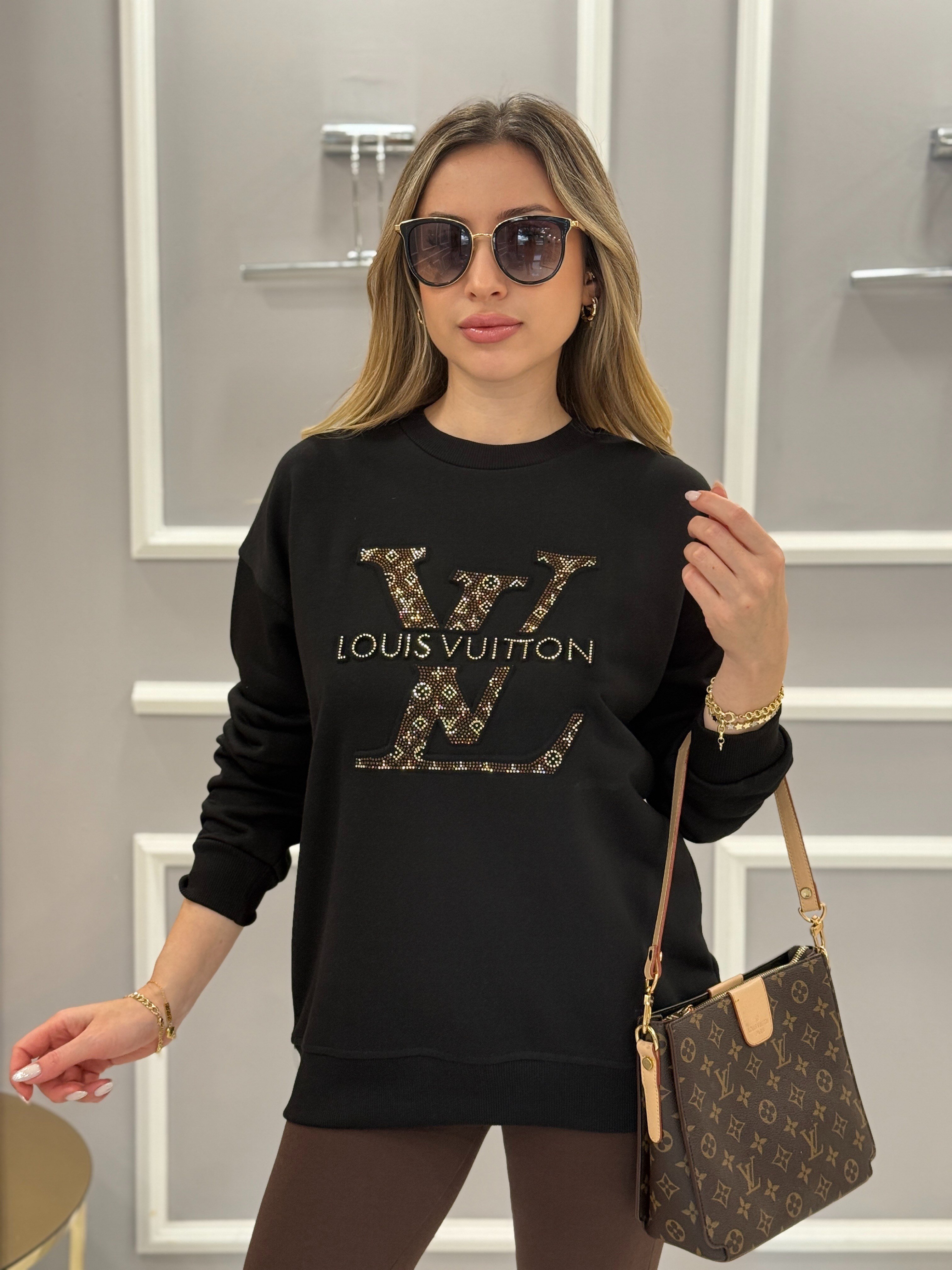 LN Premium Taş Yazılı Sweatshirt Siyah