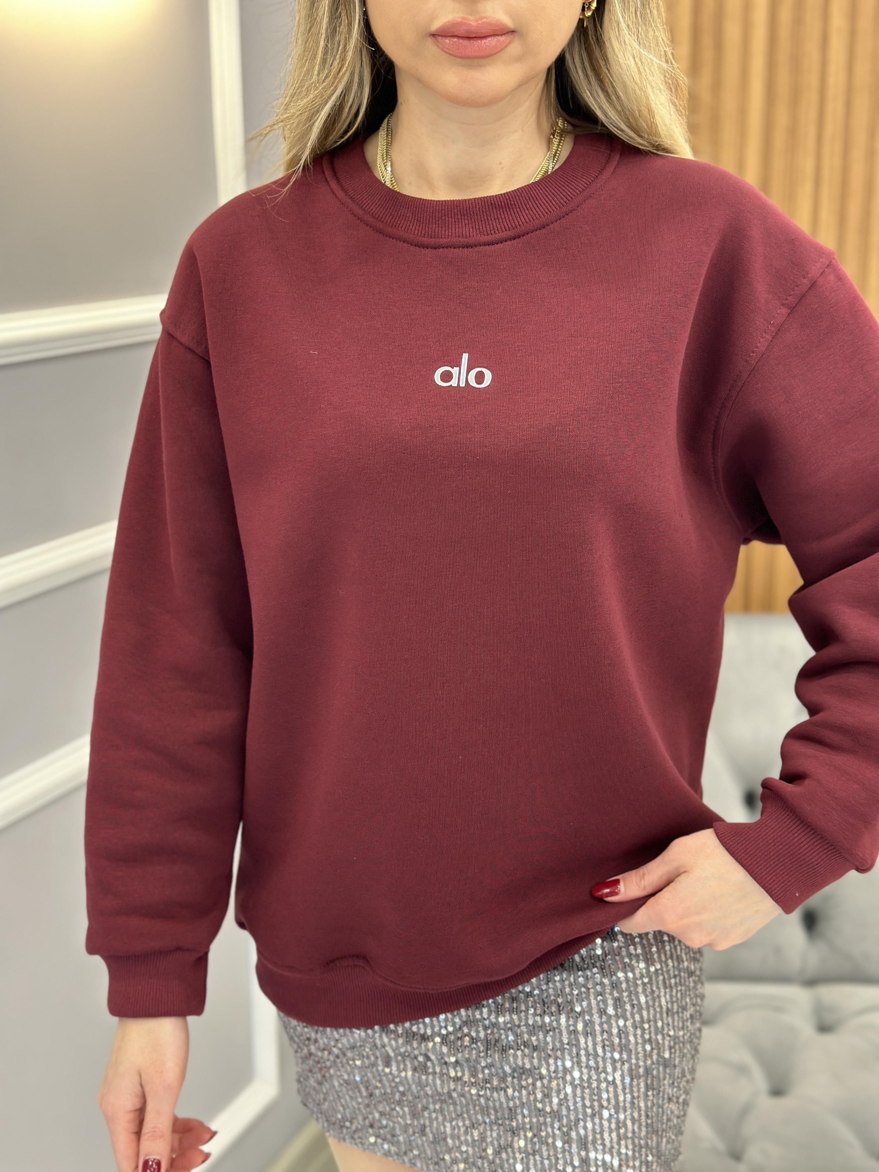 Lo Sweatshirt Silver Yazı Detaylı Bordo
