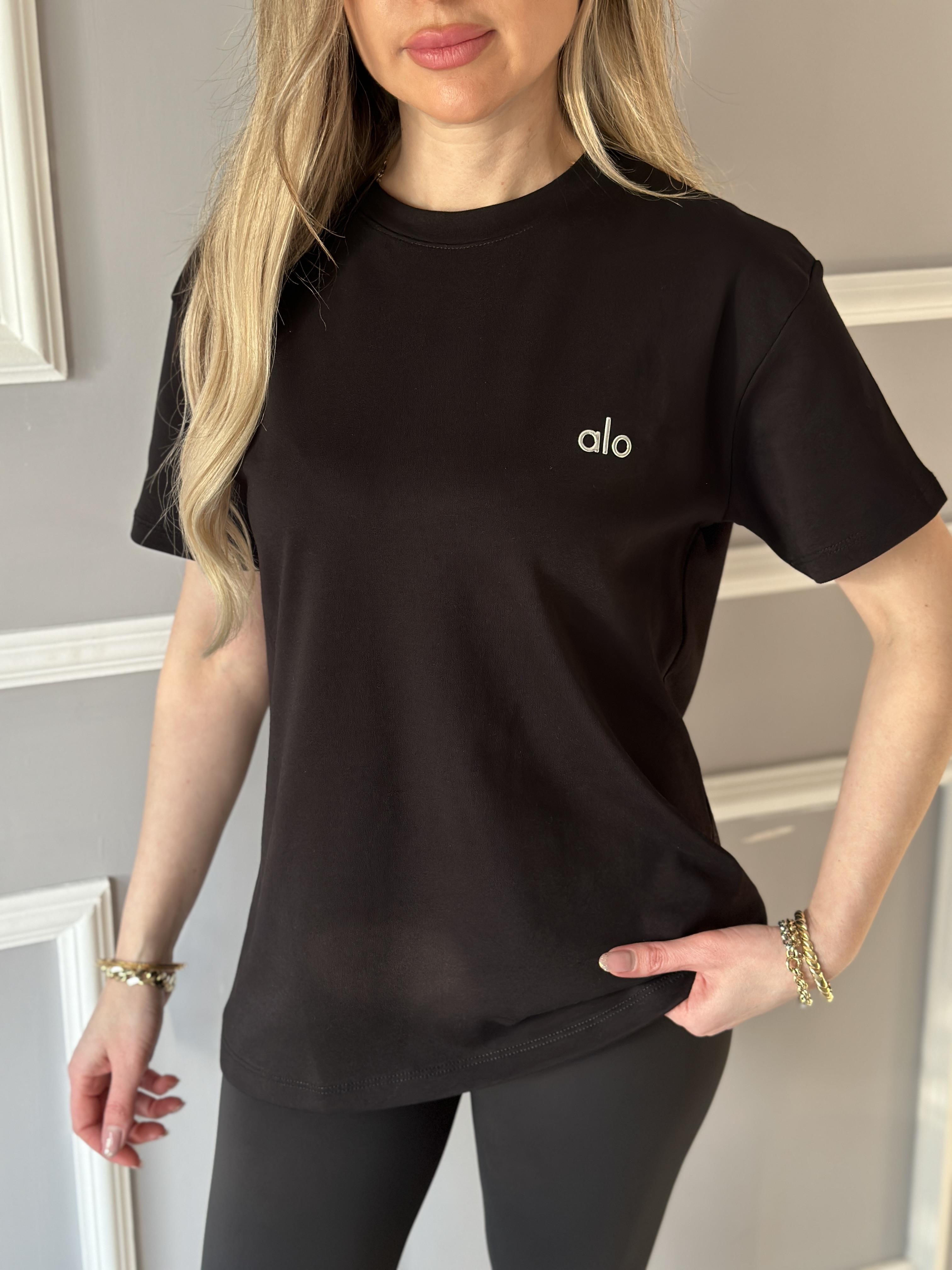 Lo T-shirt Kabartma Yazılı Siyah