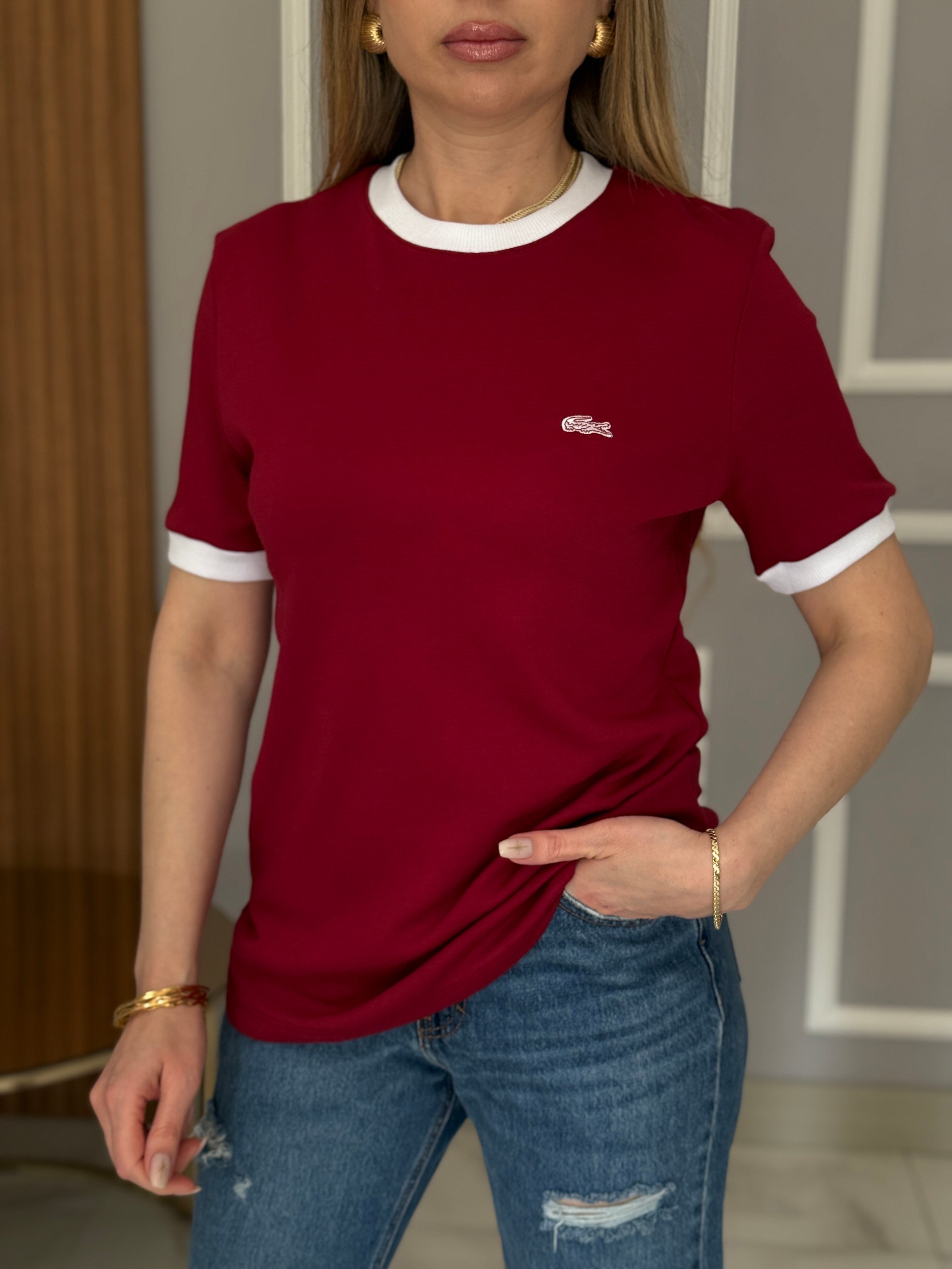 LT Premium Biyeli Tişört Bordo 