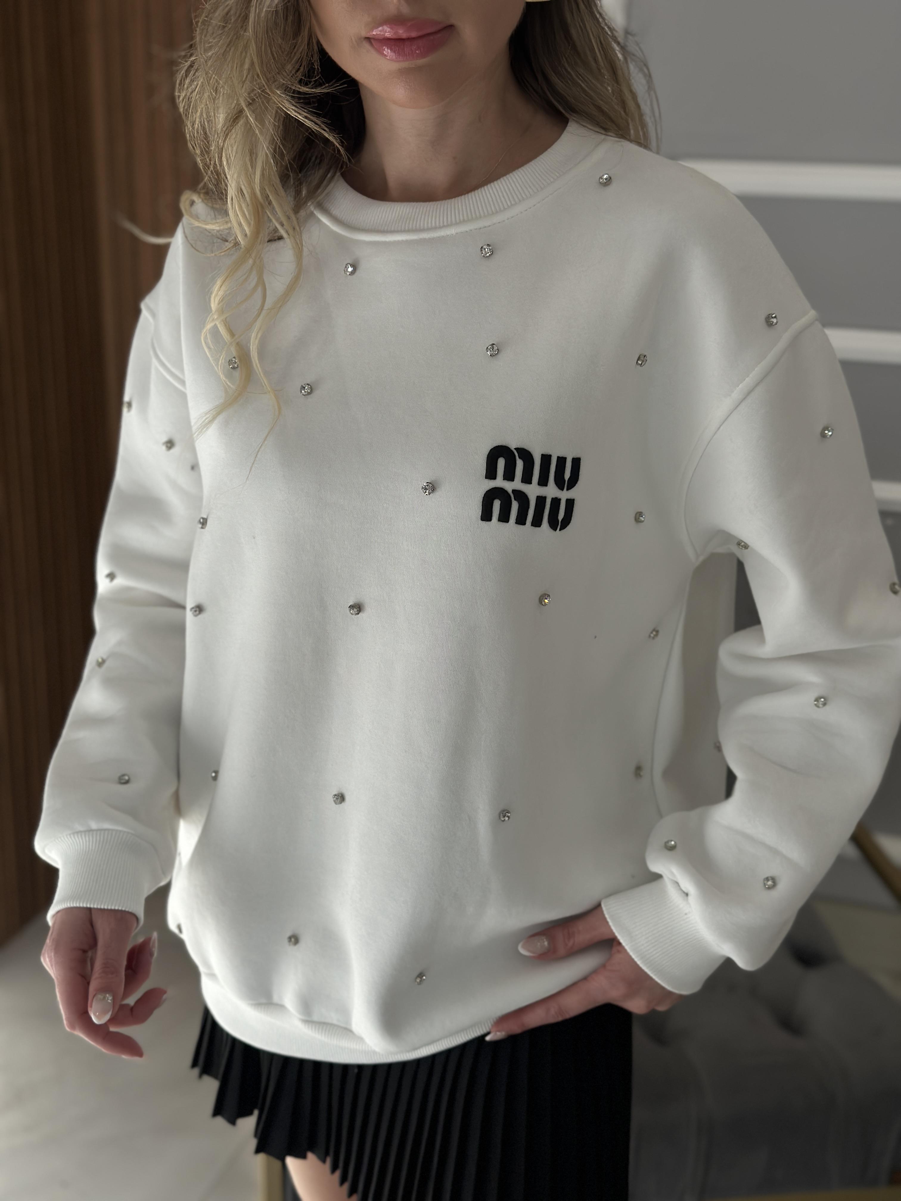 Mi Premium Sweatshirt Taşlı Beyaz