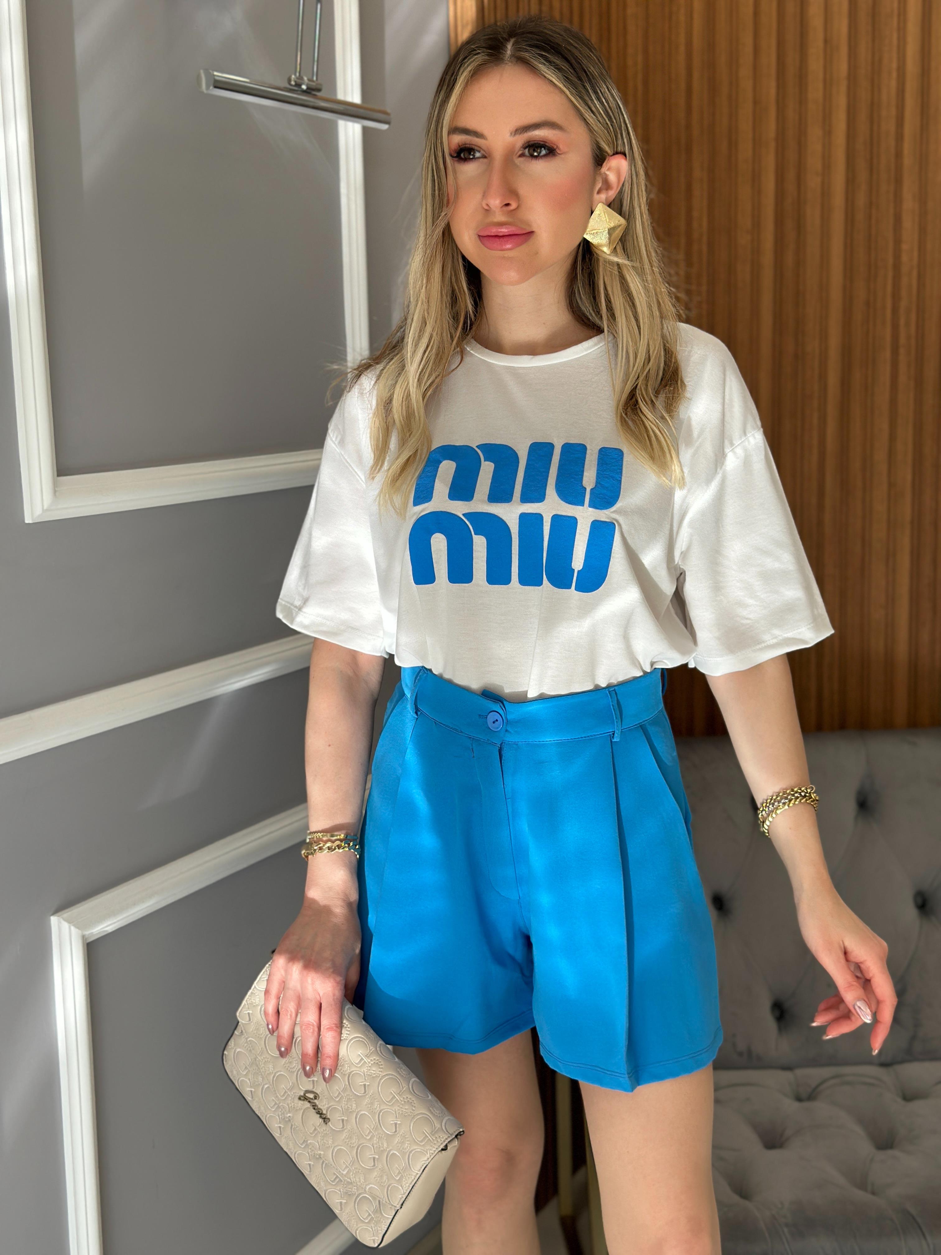 Mi T-shirt Mavi Baskılı Ekru
