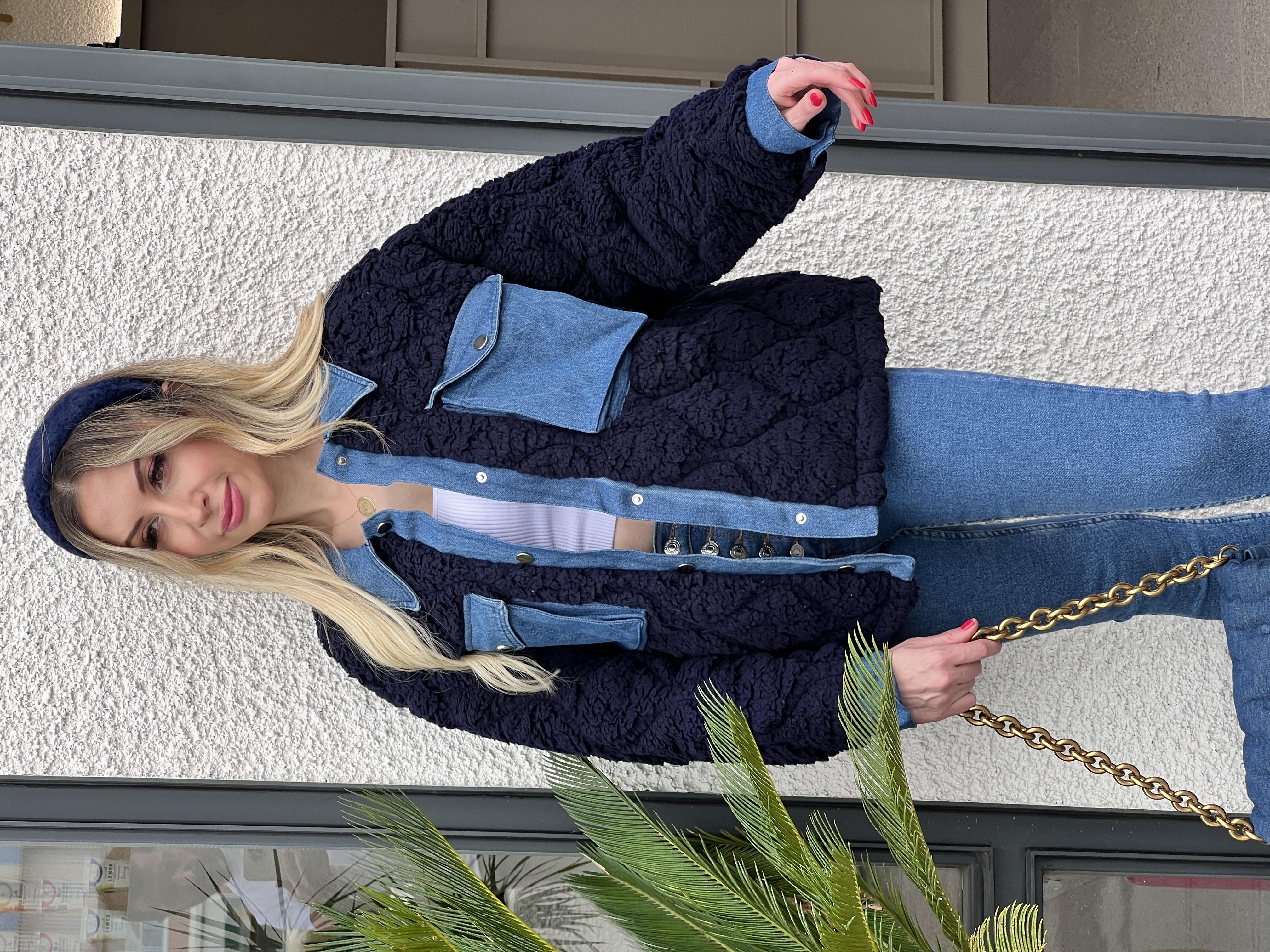 Mia Mont Teddy Kot Detaylı Lacivert