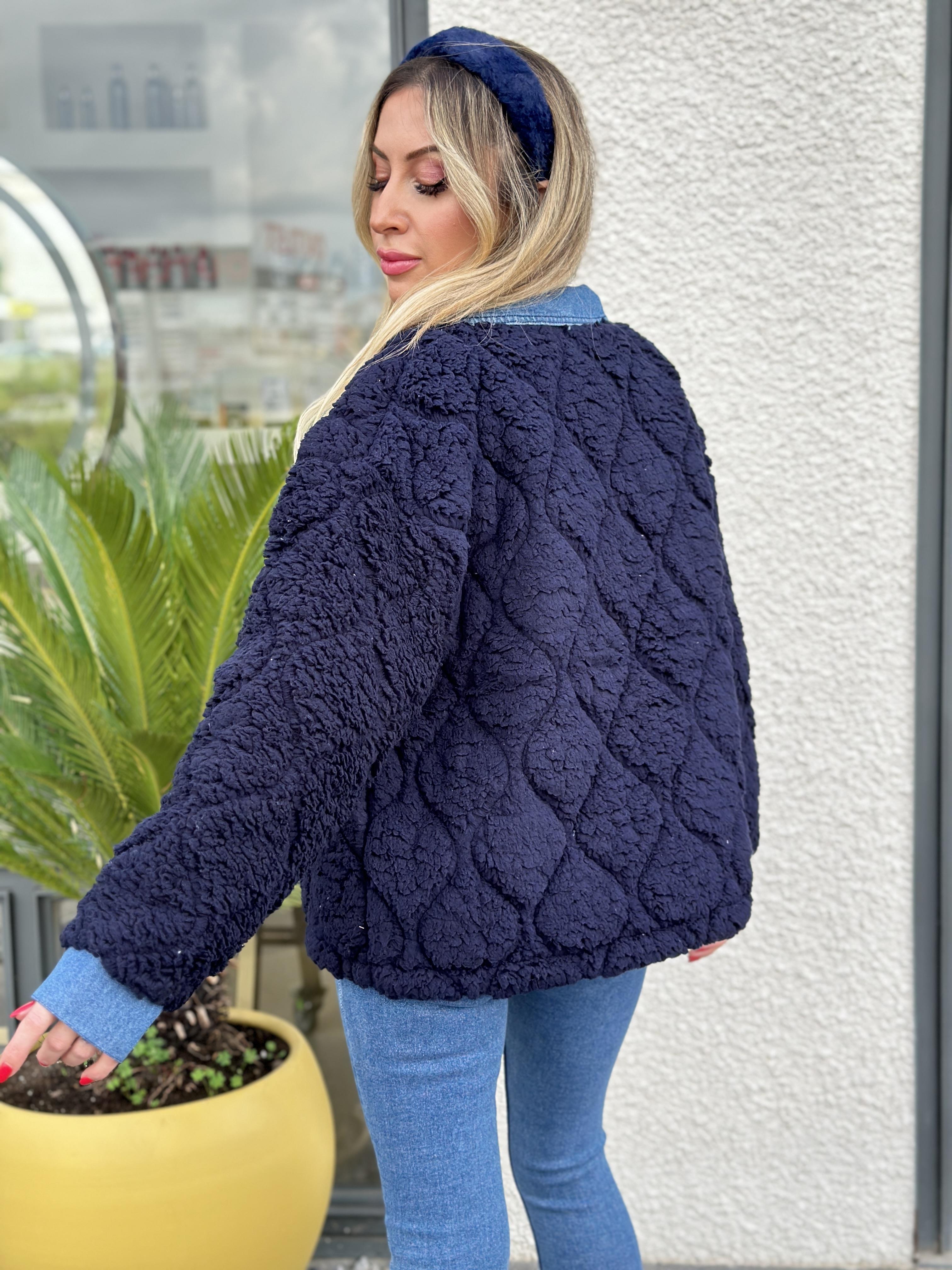Mia Mont Teddy Kot Detaylı Lacivert