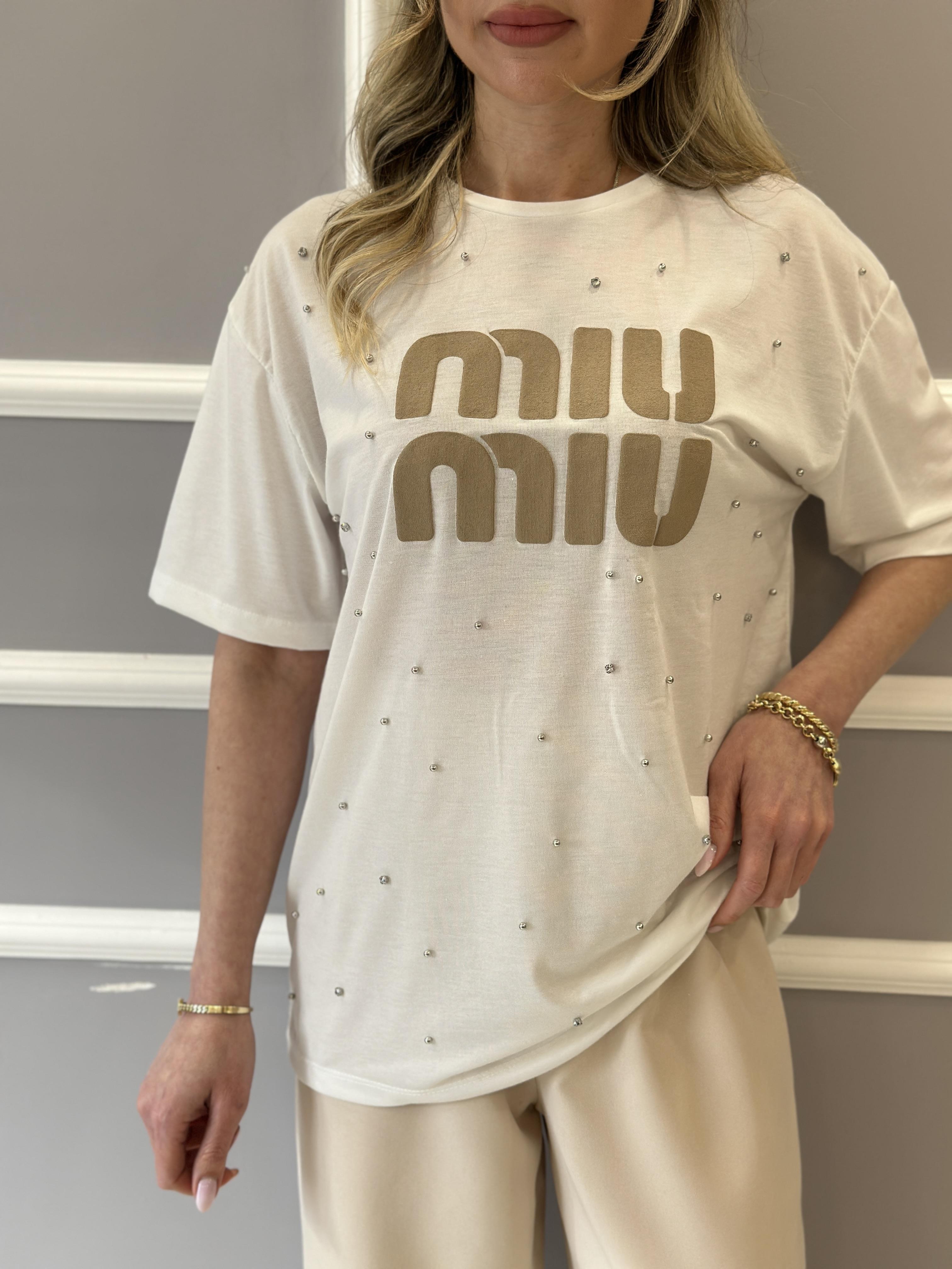 MM T-shirt Vizon Baskılı Ekru