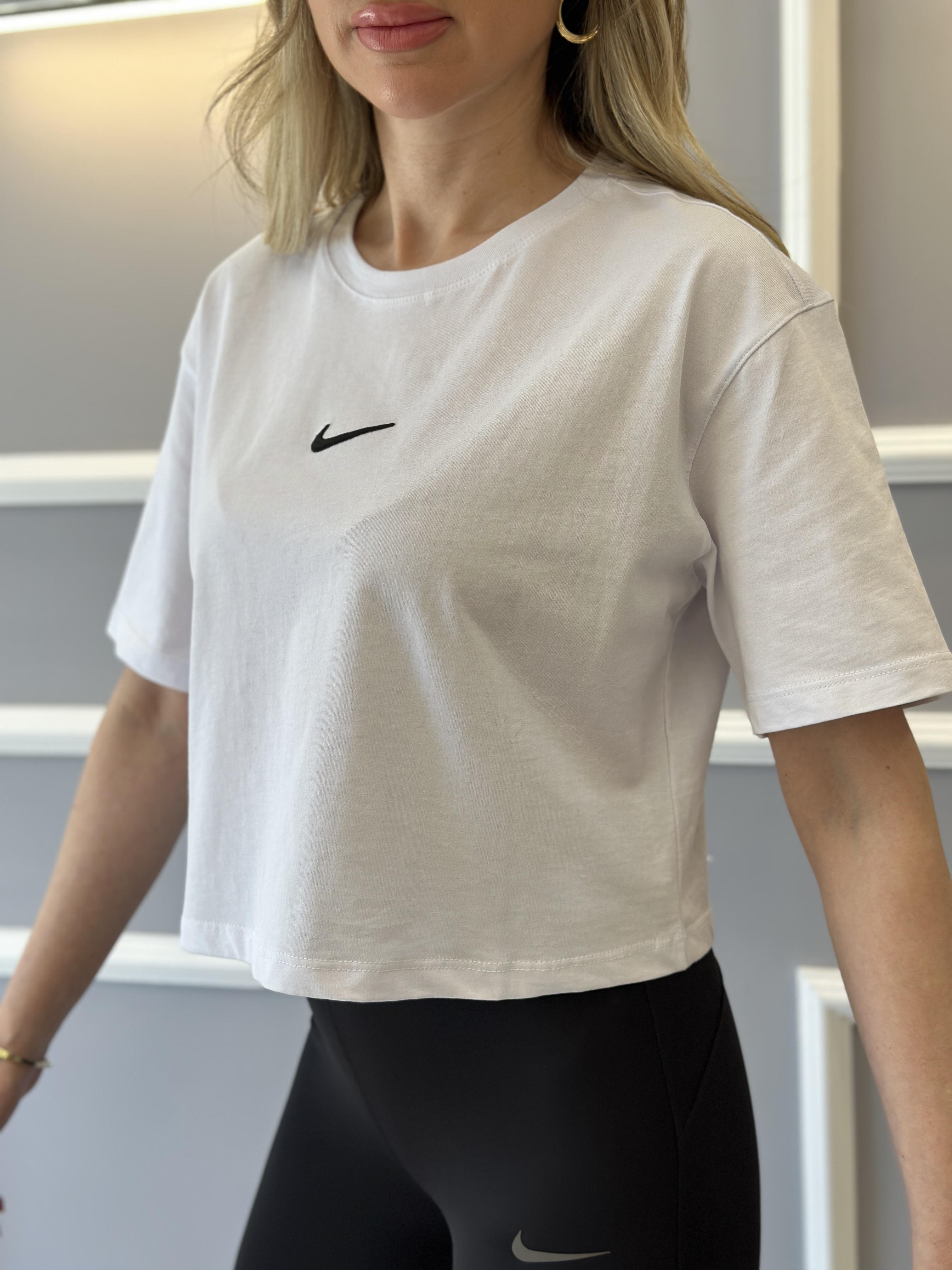 Nk T-Shirt Nakış Baskılı Beyaz