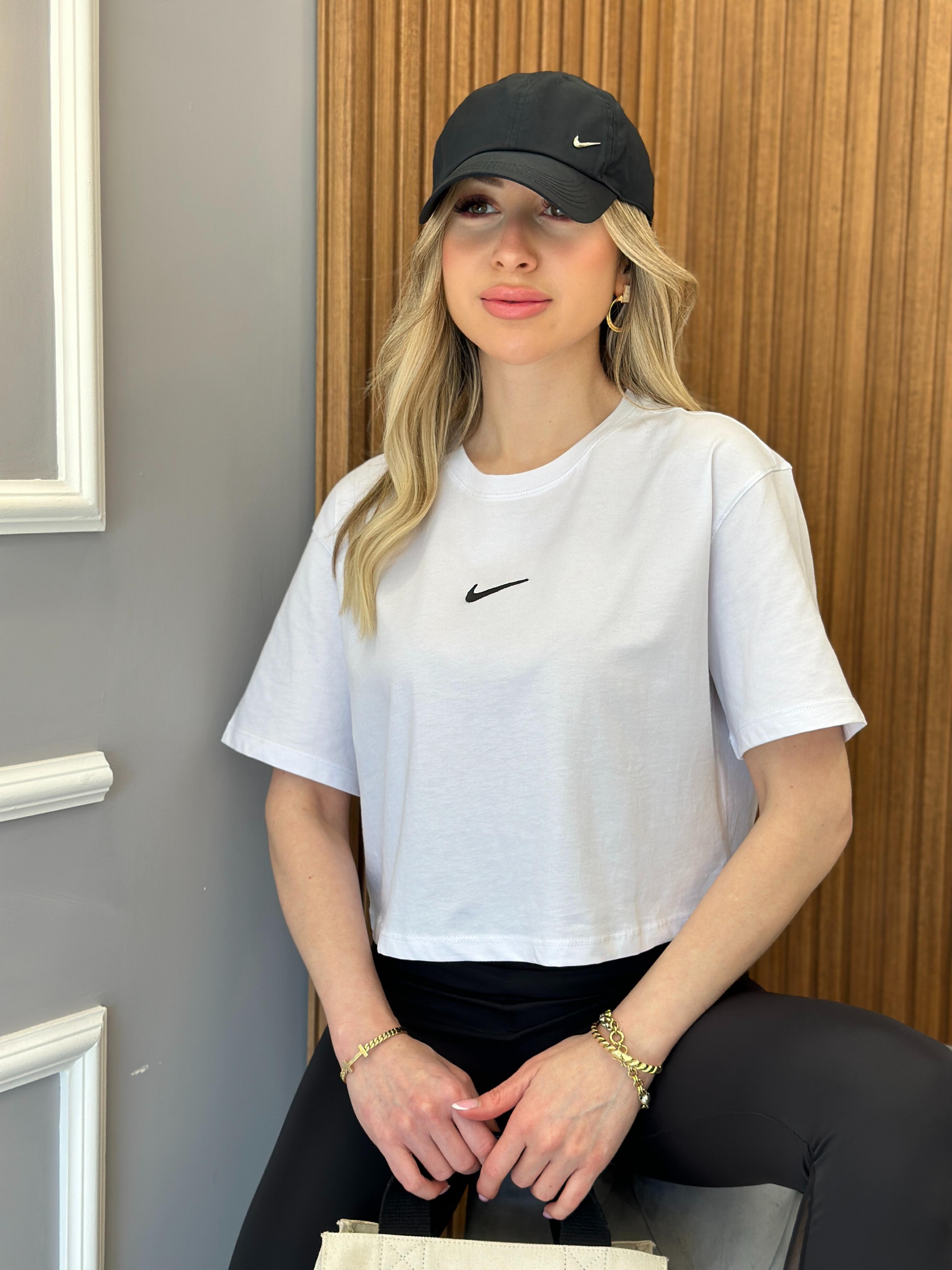 Nk T-Shirt Nakış Baskılı Beyaz