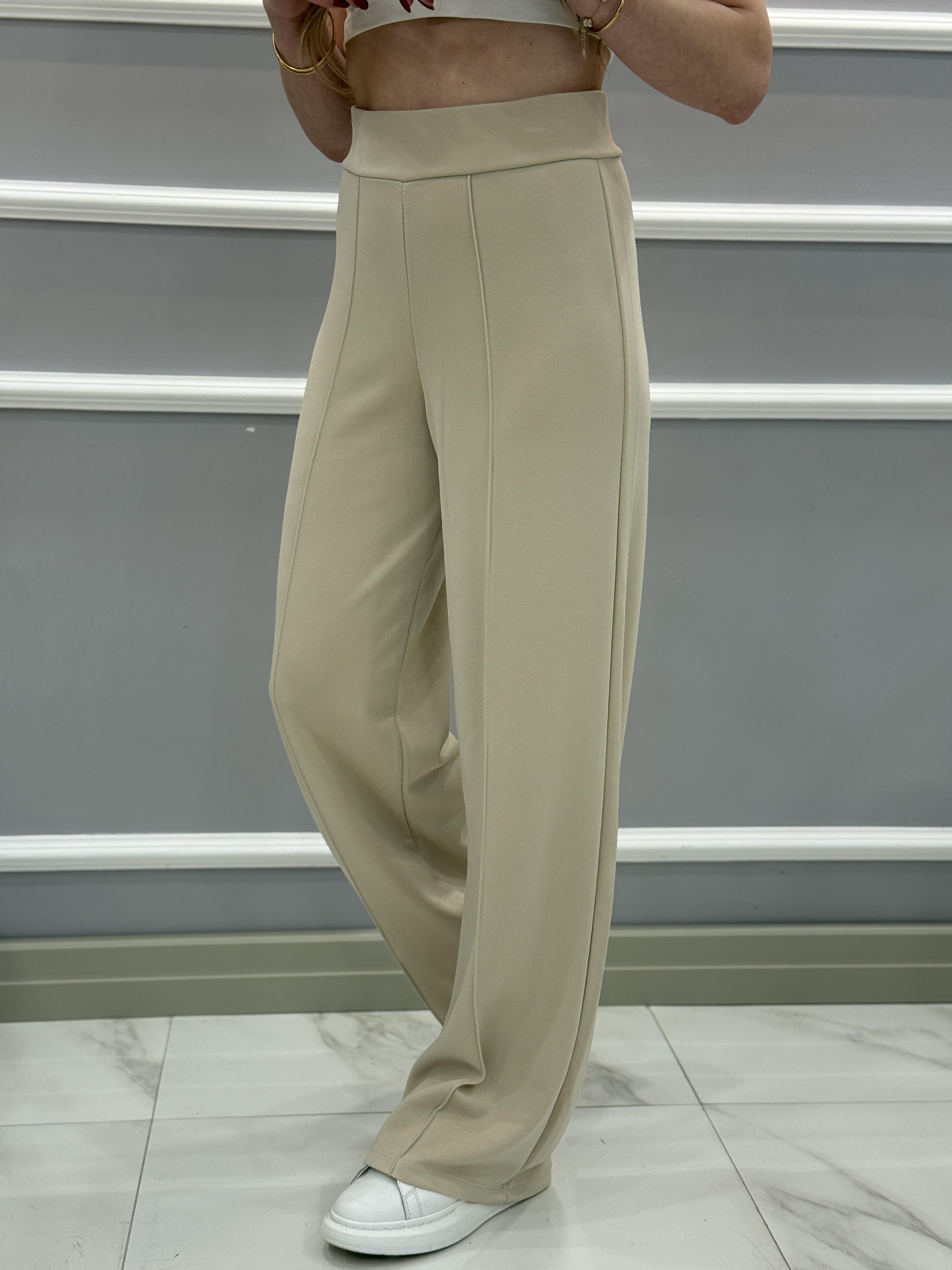 Oys Modal Kumaş Beli Lastikli Çımalı Vizon Pantolon 