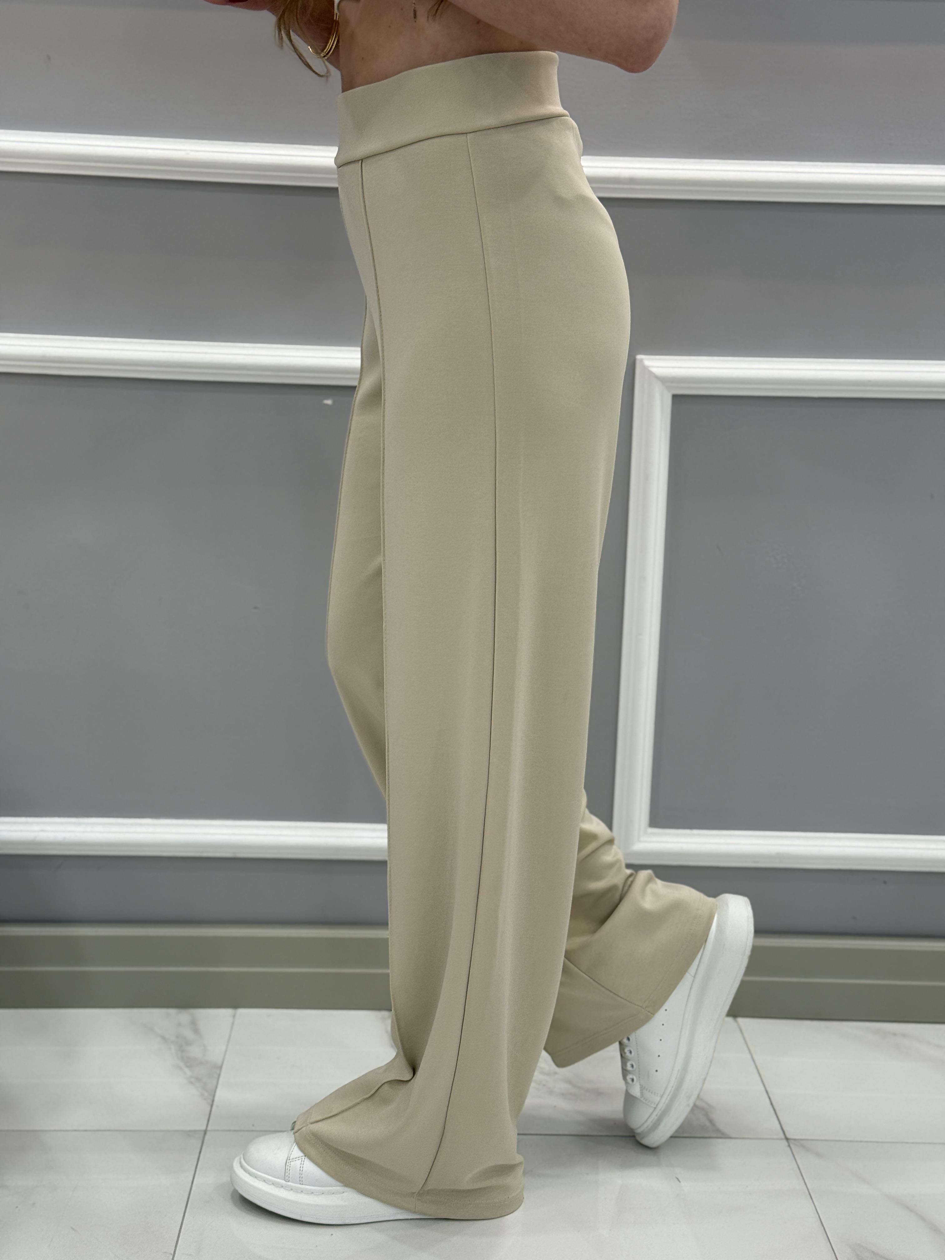 Oys Modal Kumaş Beli Lastikli Çımalı Vizon Pantolon 