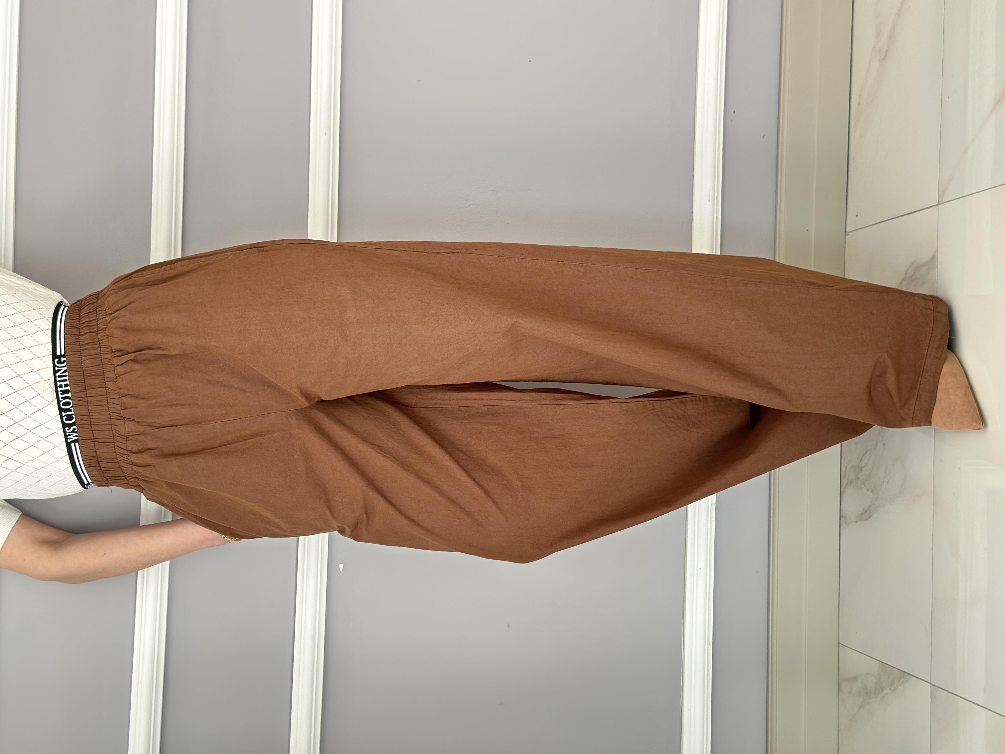 Pantolon Bel Detaylı Kahverengi