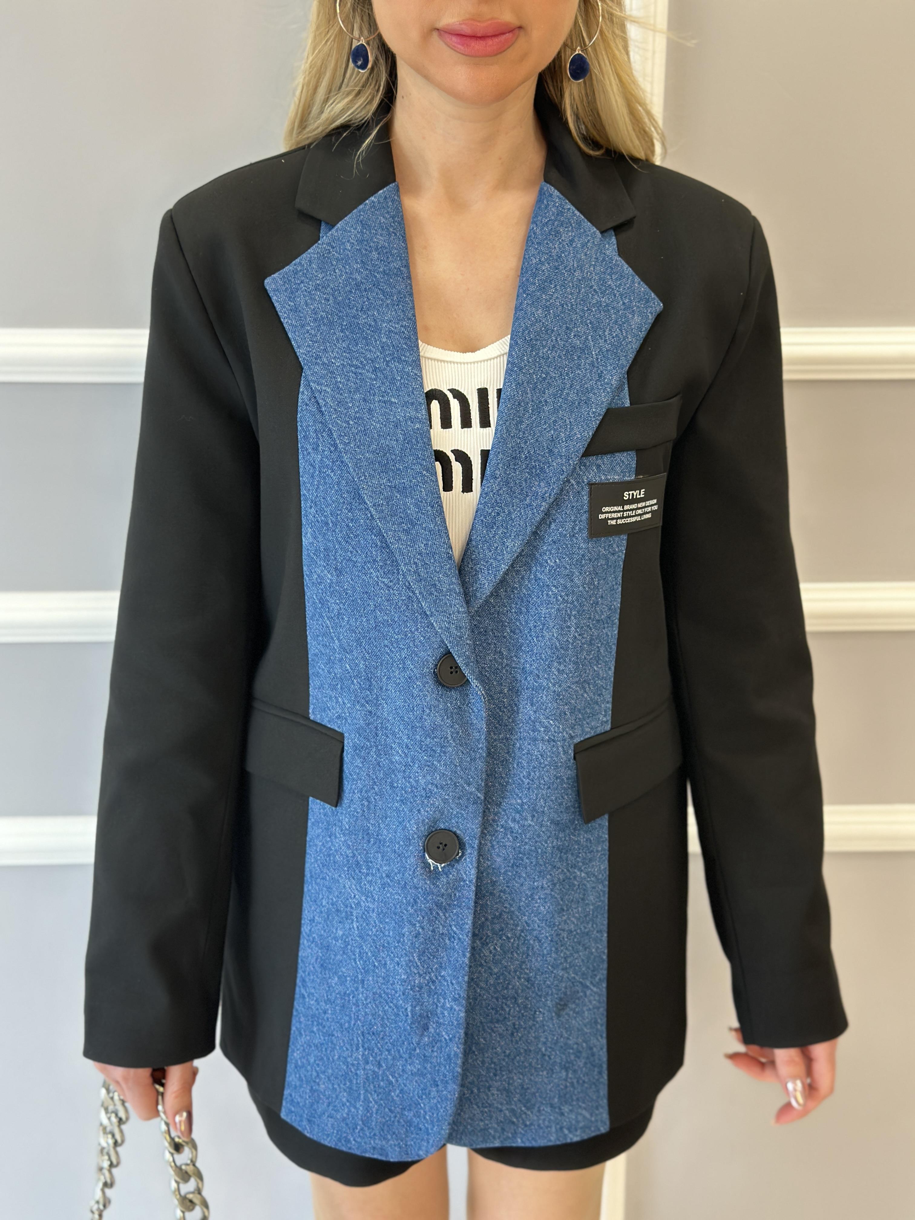 Premium Blazer Ceket Kot Detaylı