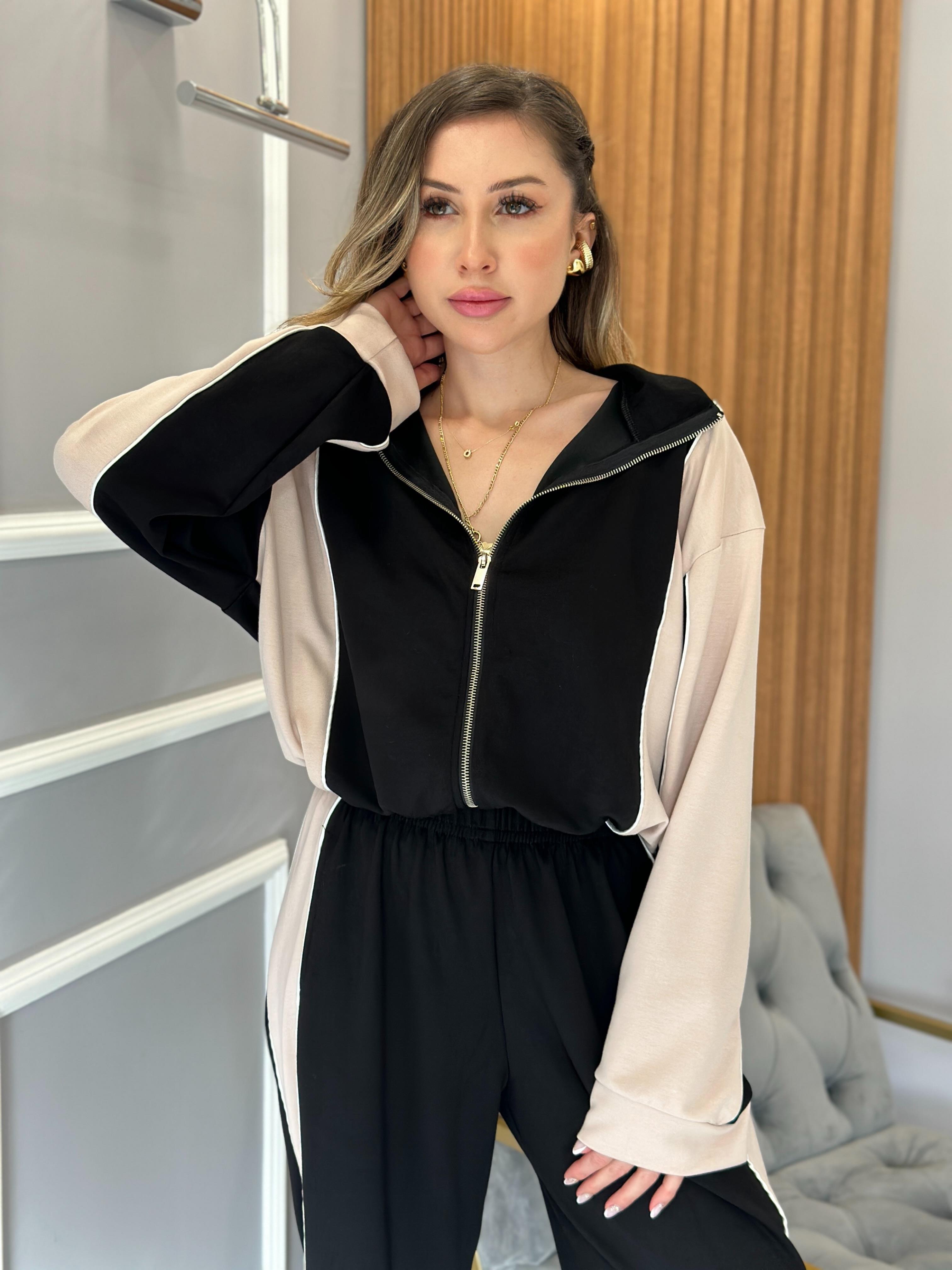 Premium Oys Eşofman Takımı Modal Siyah-Pudra