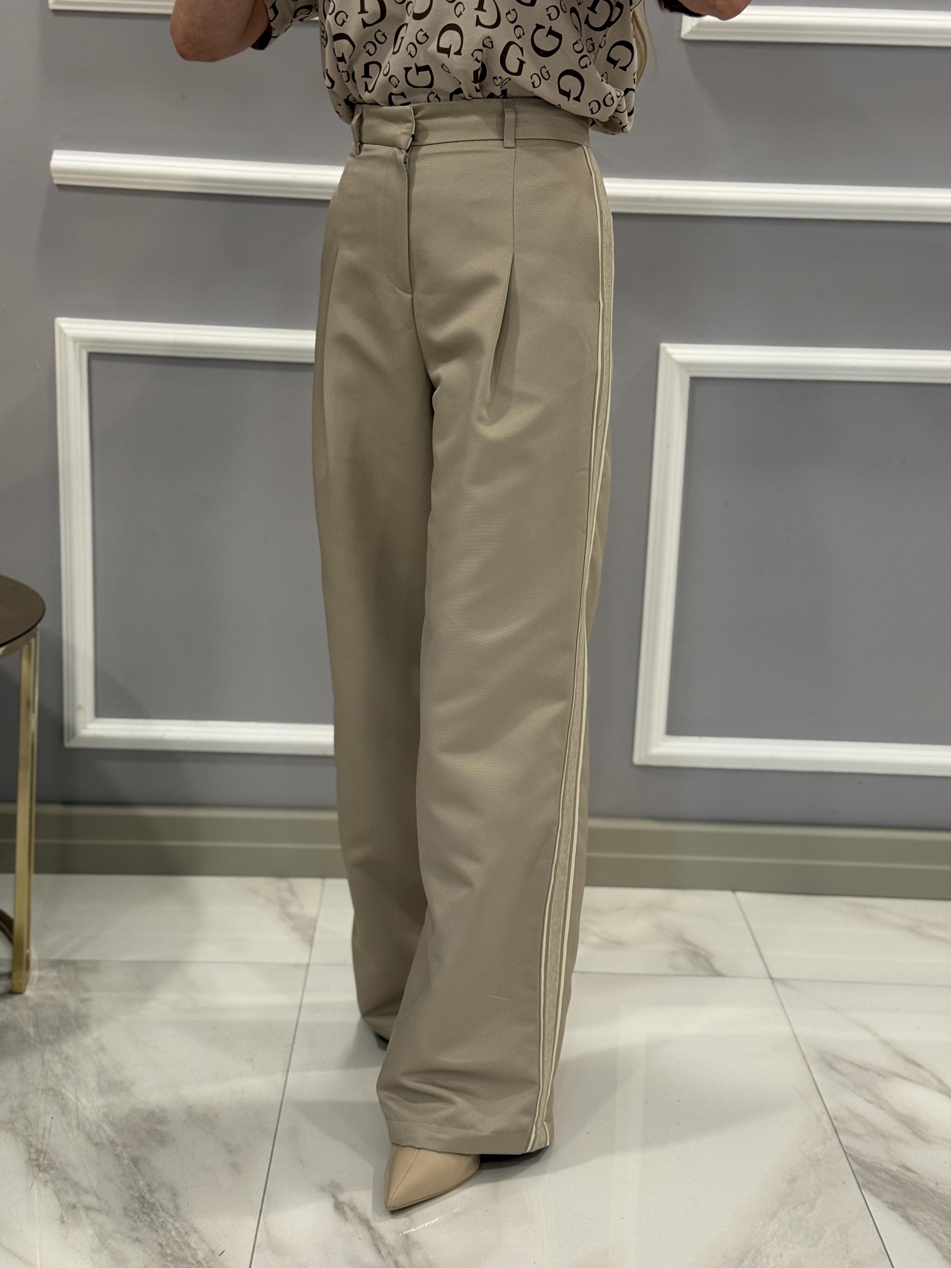 Premium Yan Şeritli Palazzo Pantolon 