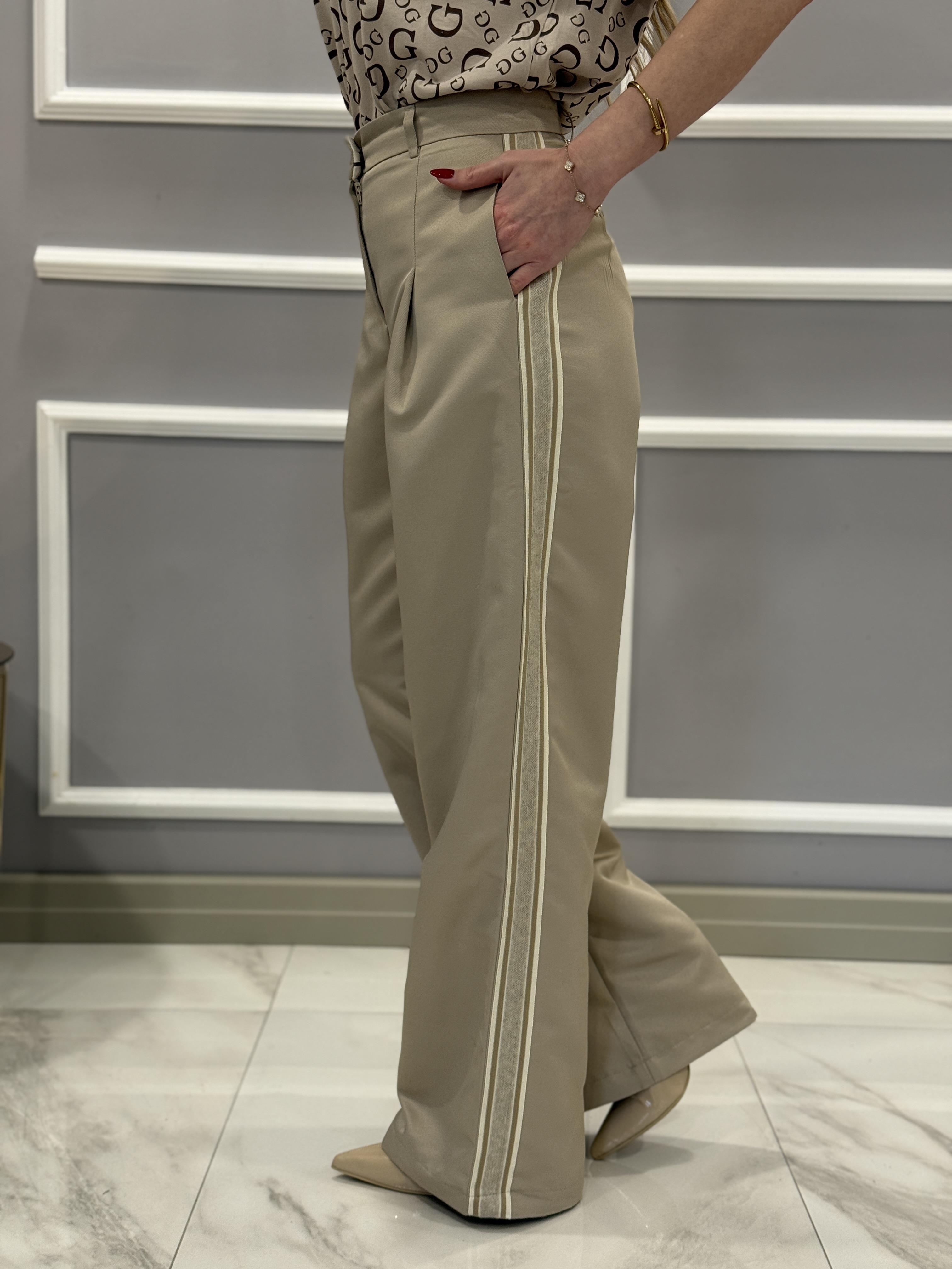 Premium Yan Şeritli Palazzo Pantolon 