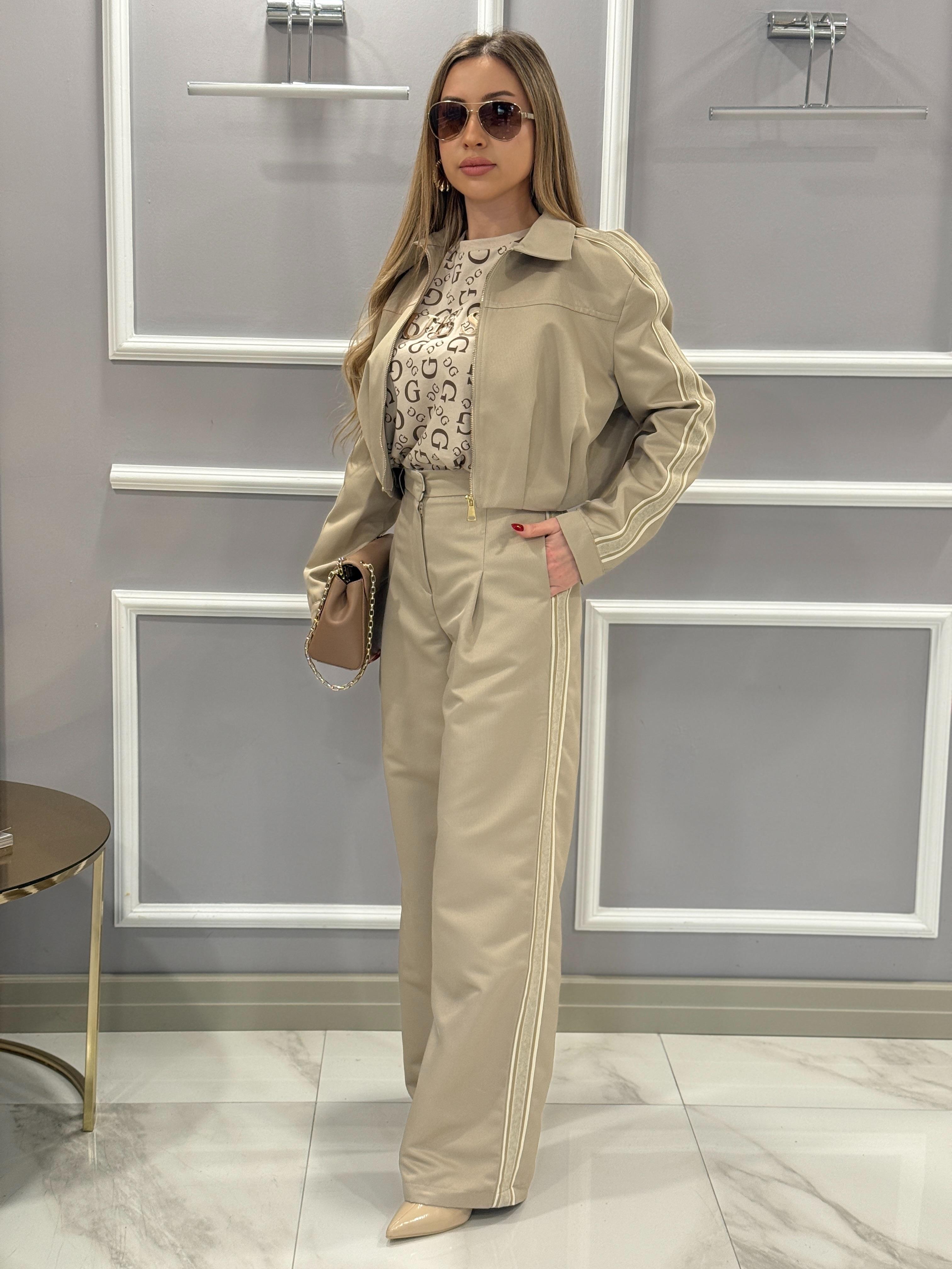 Premium Yan Şeritli Palazzo Pantolon 