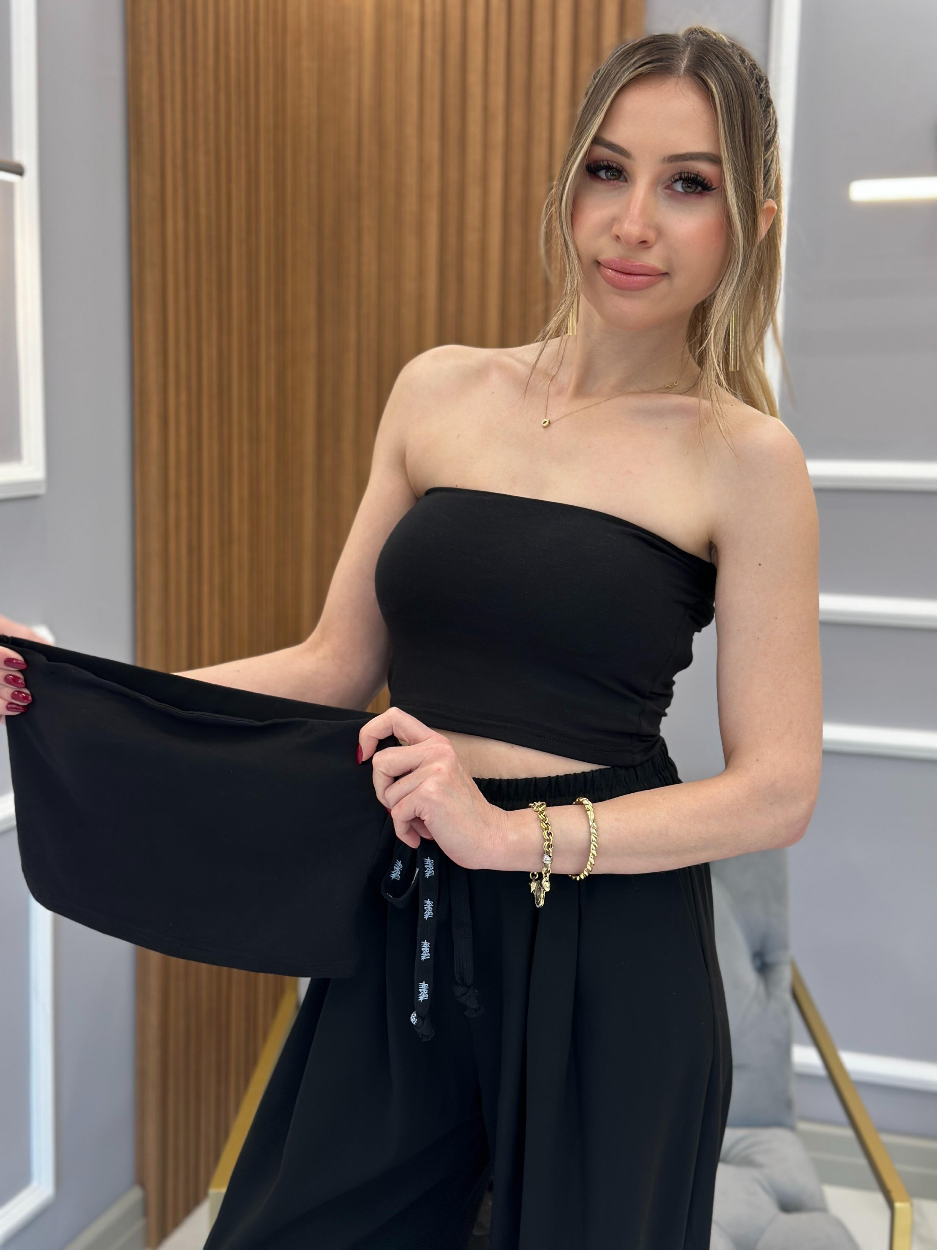Straplez Bra İçi Petli Siyah