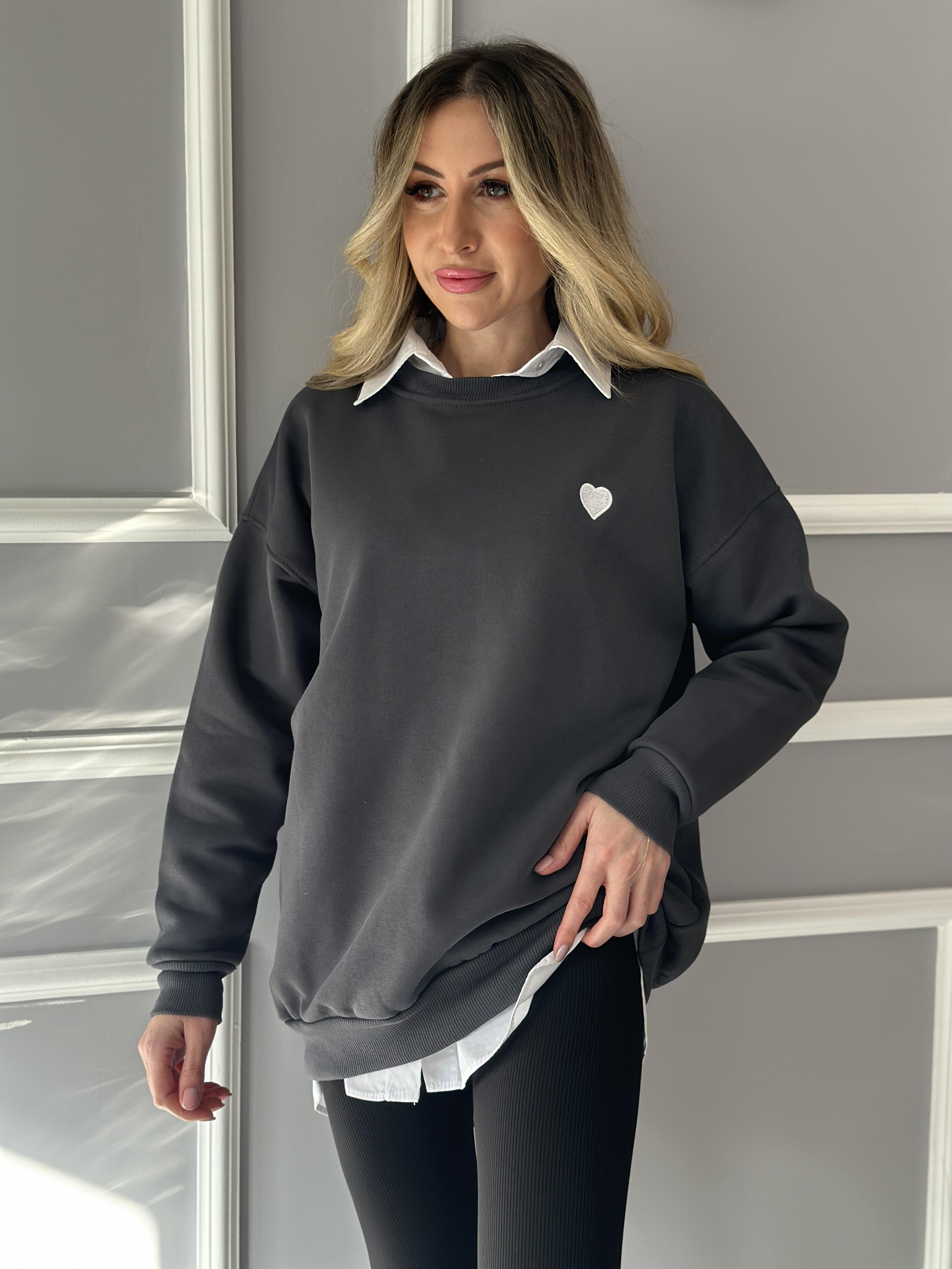 Sweatshirt Kalpli Anrasit Gri