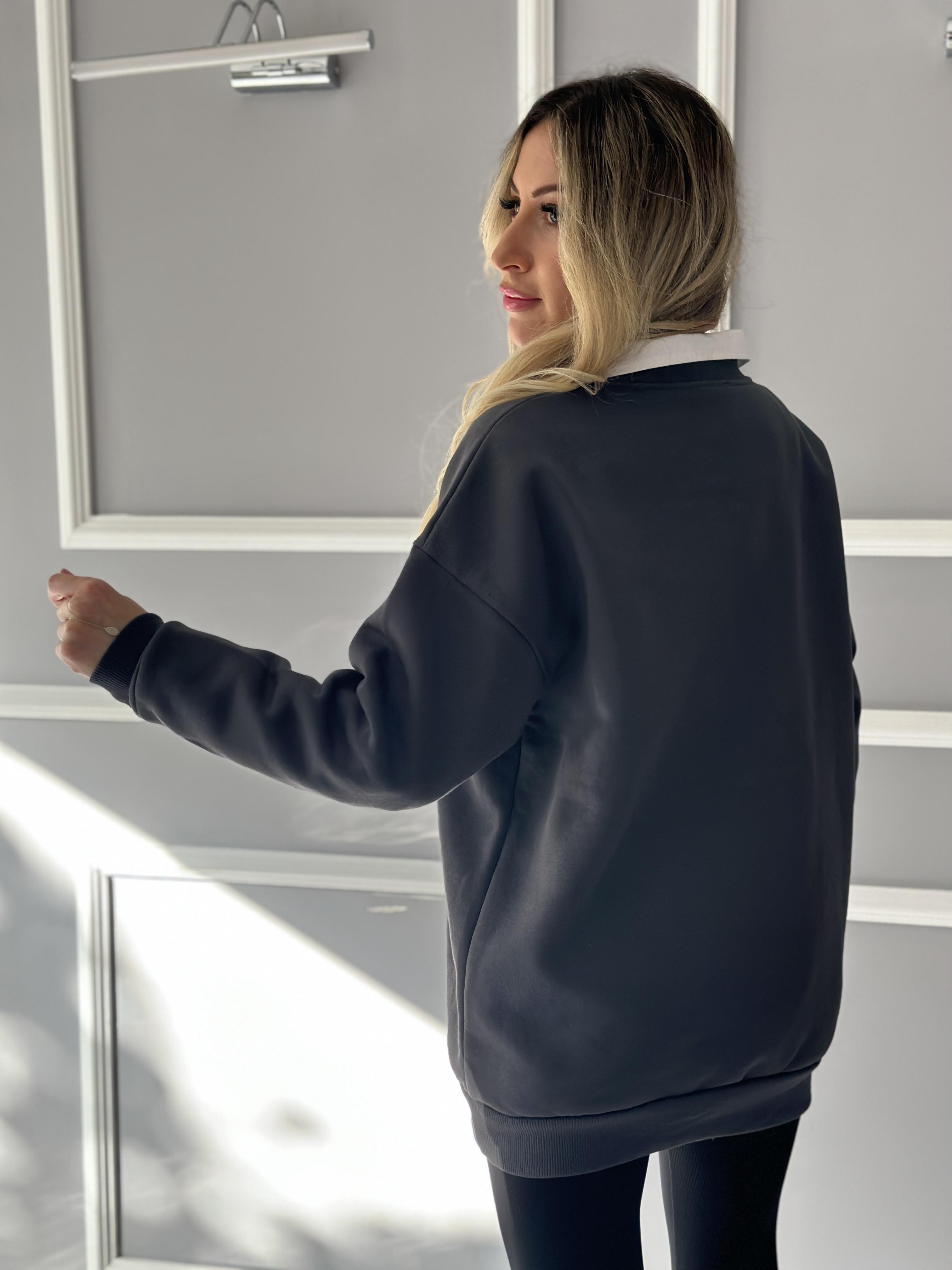 Sweatshirt Kalpli Anrasit Gri