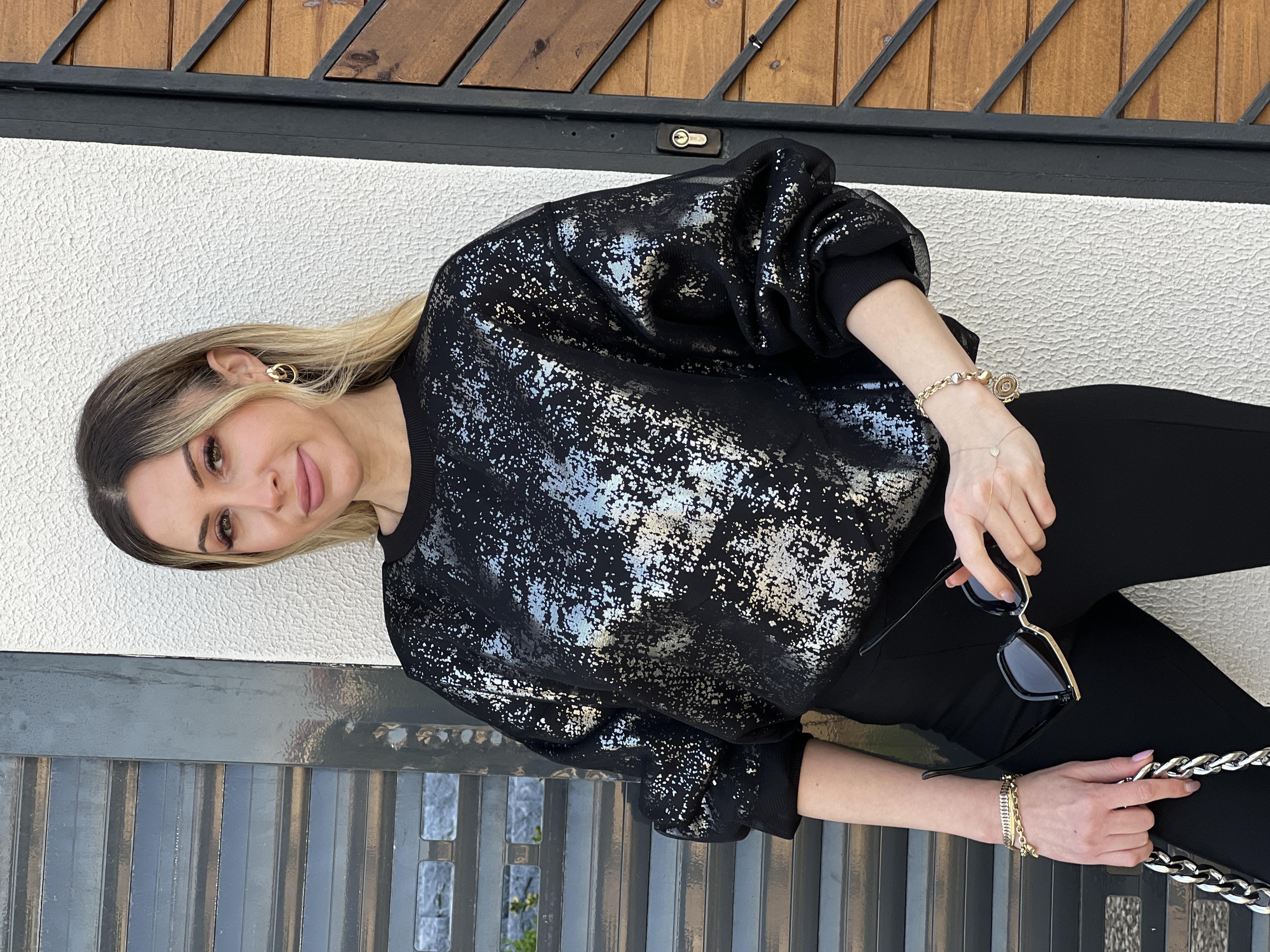 Sweatshirt Siyah-Silver Glitter 