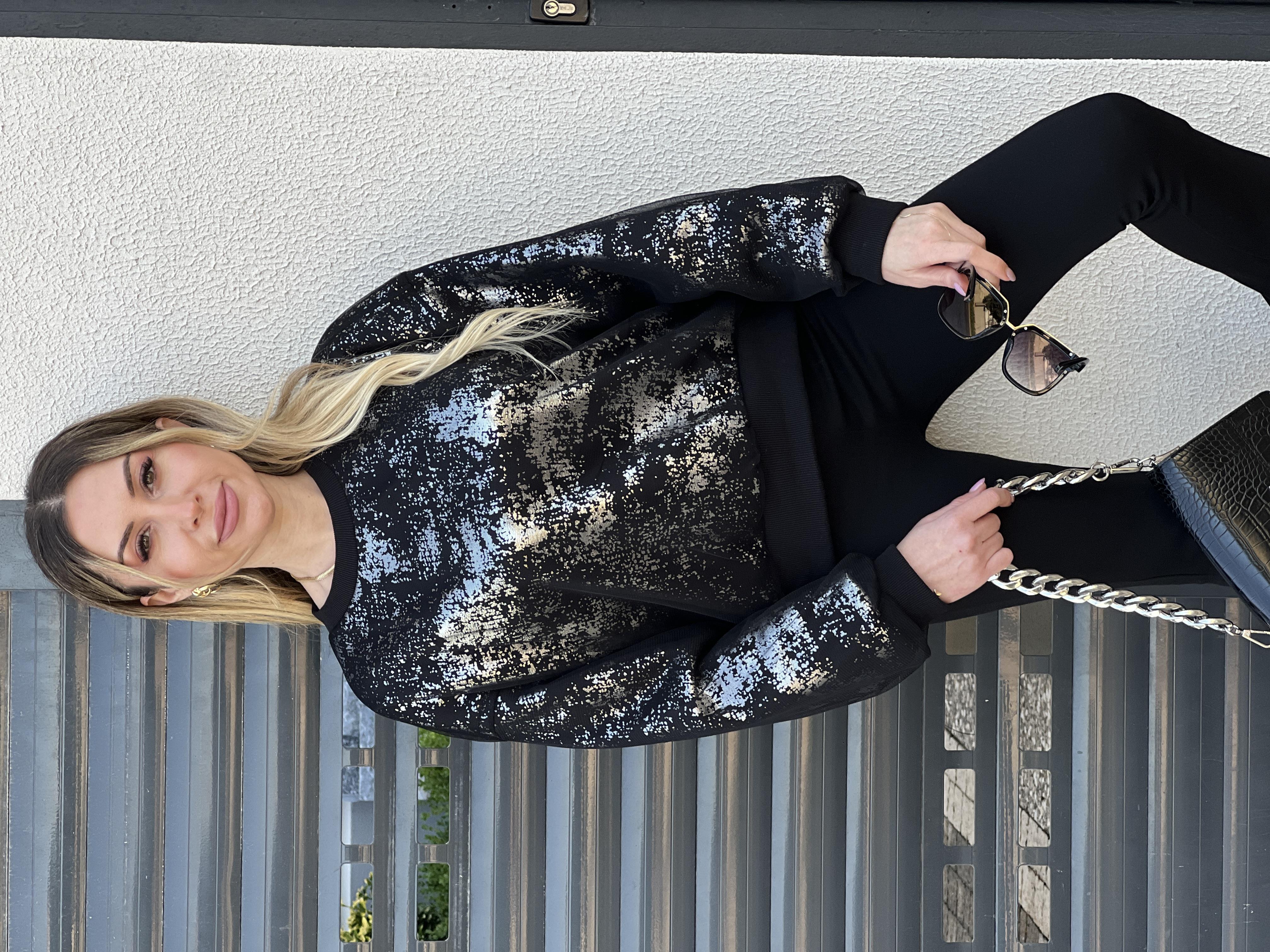 Sweatshirt Siyah-Silver Glitter 