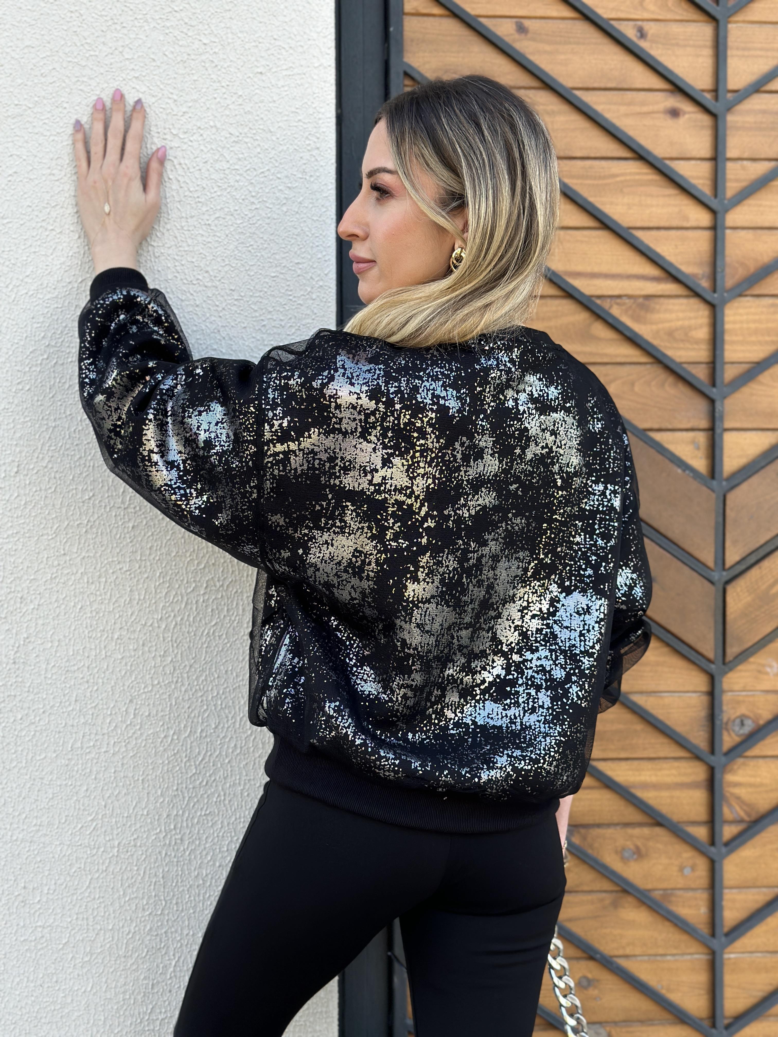 Sweatshirt Siyah-Silver Glitter 