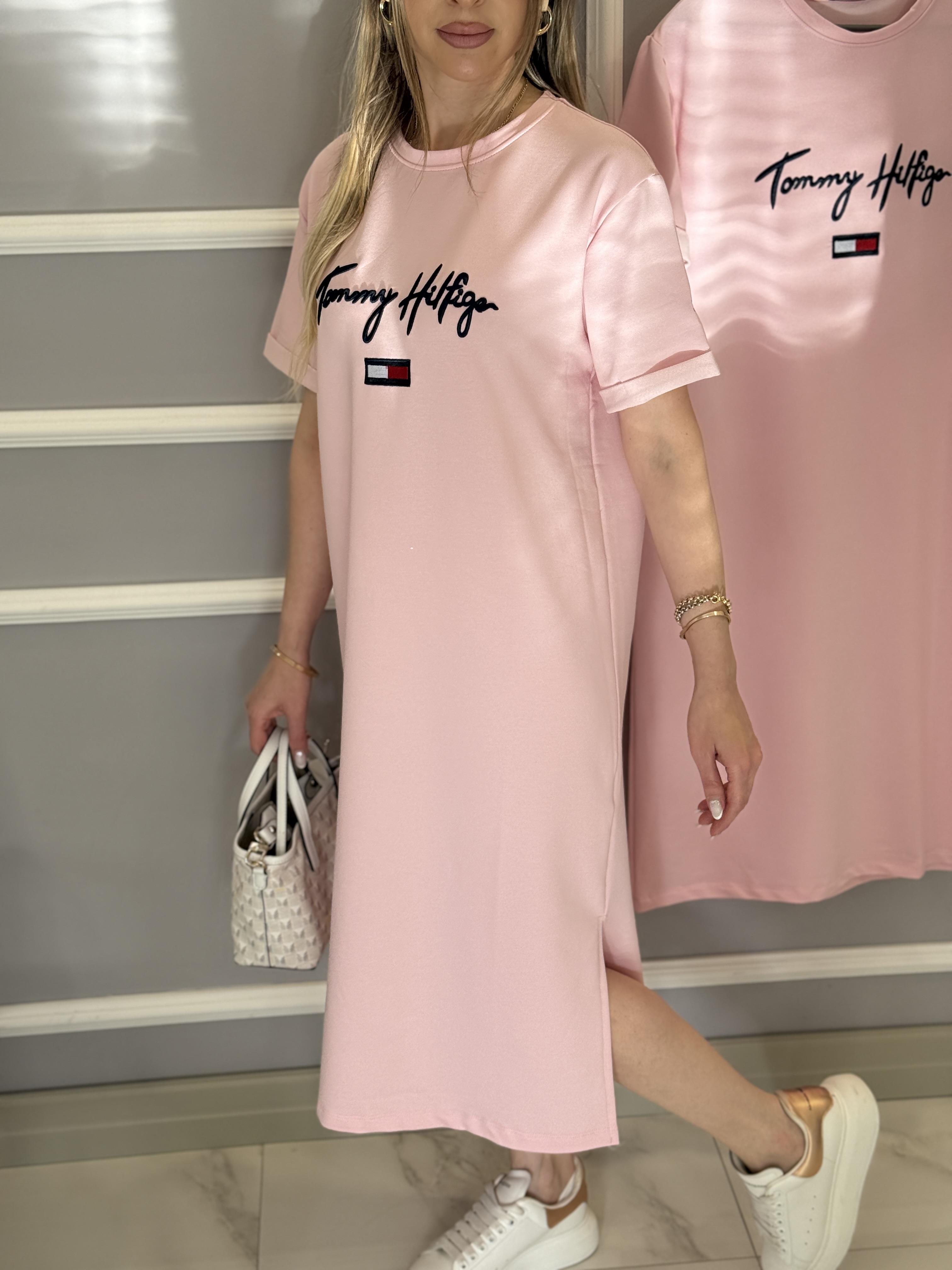 Th Elbise 106 cm Oversize Tek Yırtmaç Pembe
