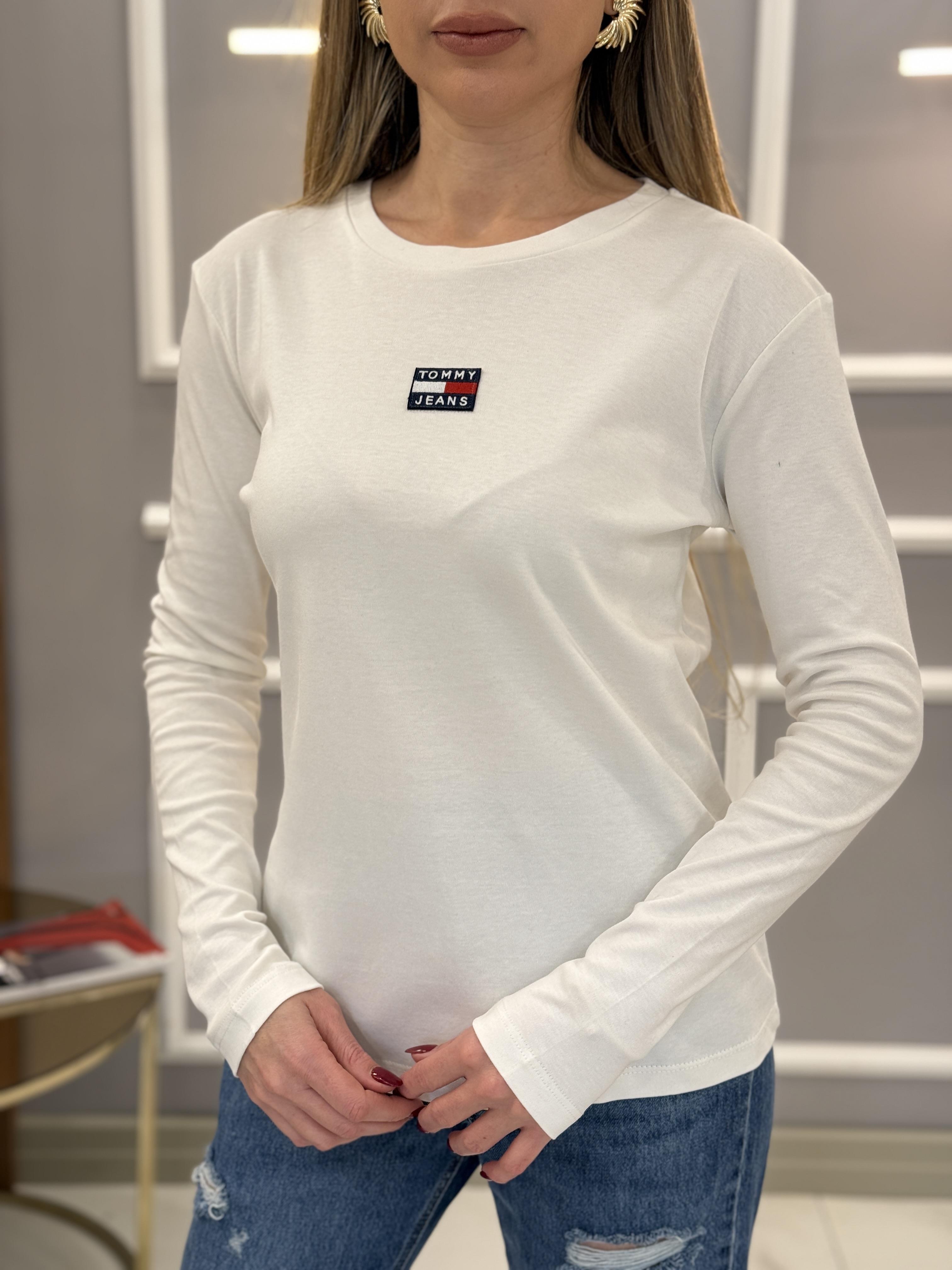 Th Oversize Basic Likralı Bluz Beyaz 65cm Boy 