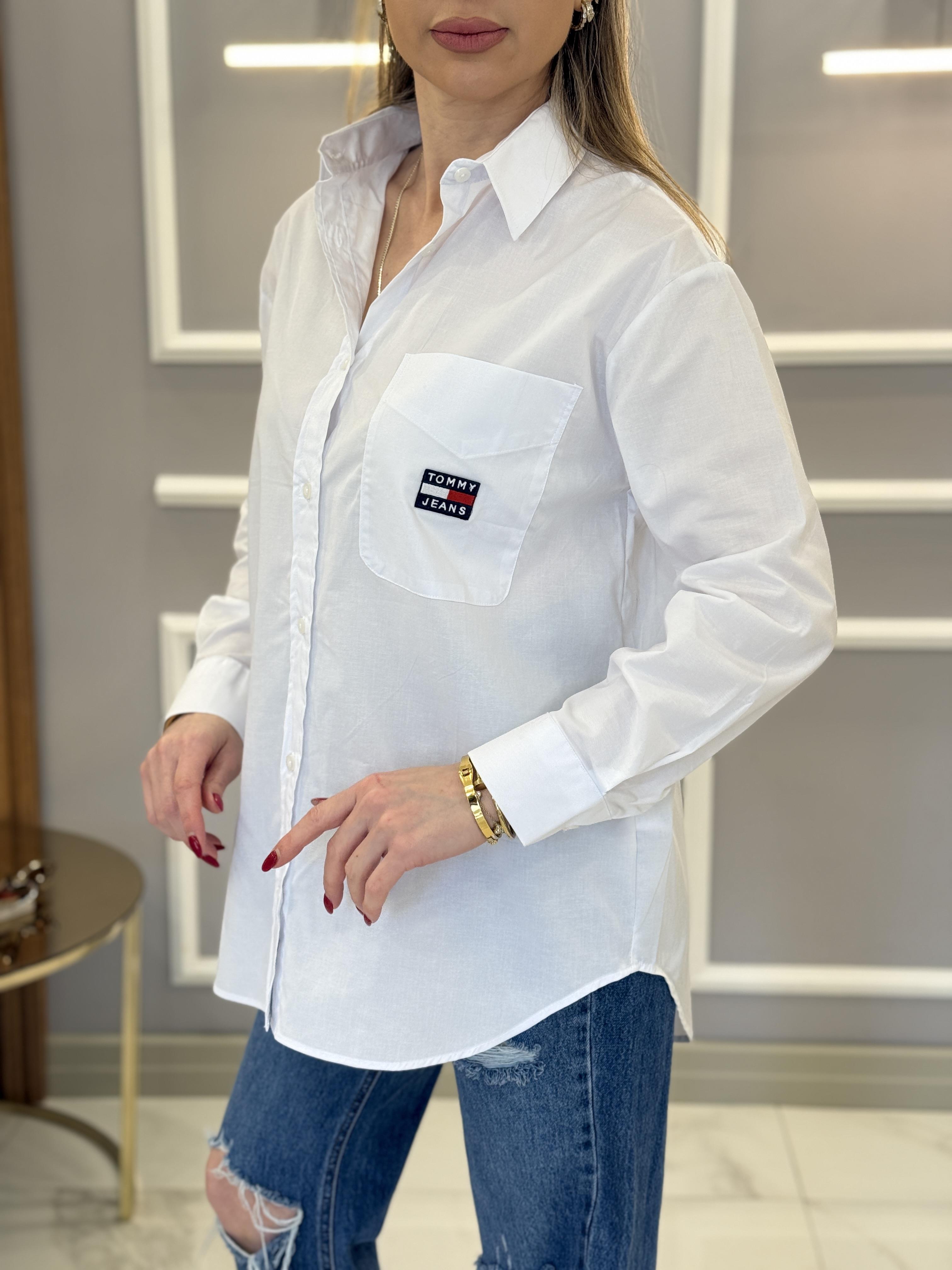 Th Oversize Premium Beyaz Gömlek 