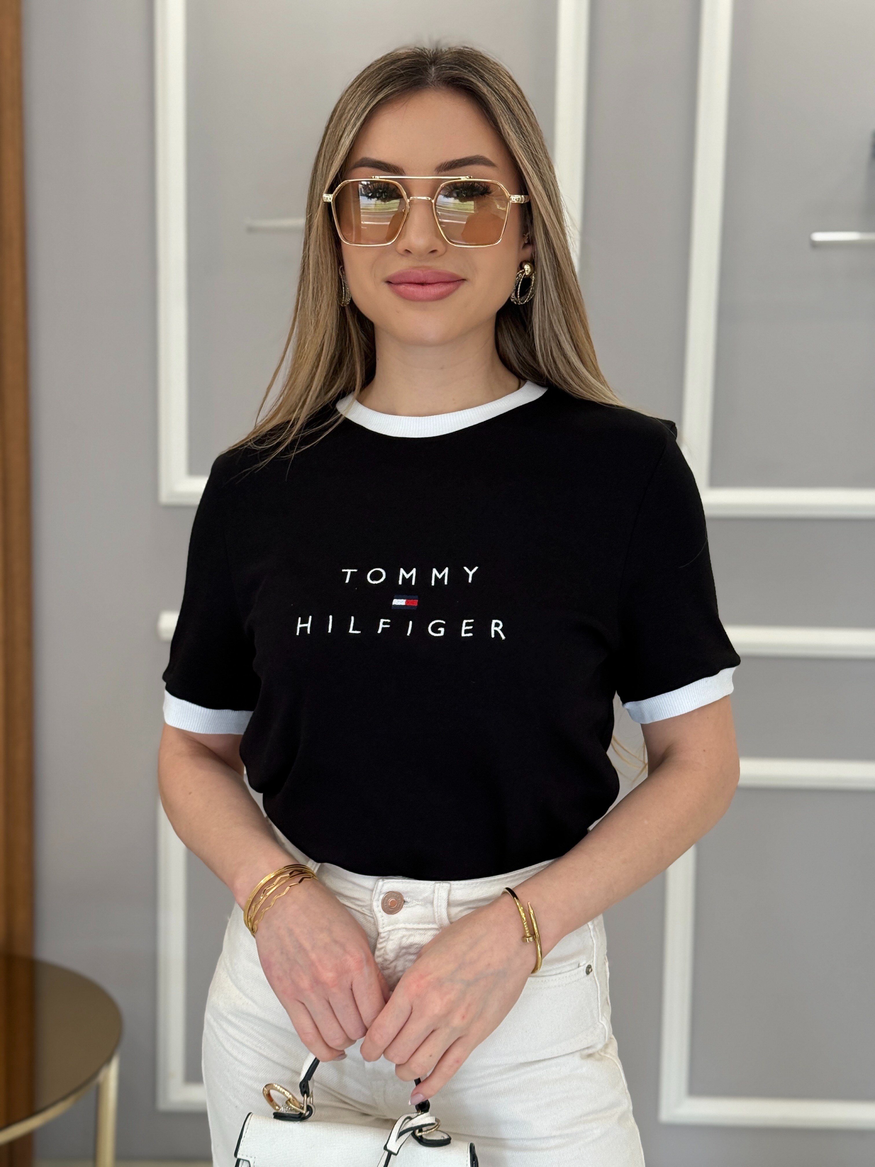 Th Premium Biyeli Nakış Yazılı Siyah Tişört 
