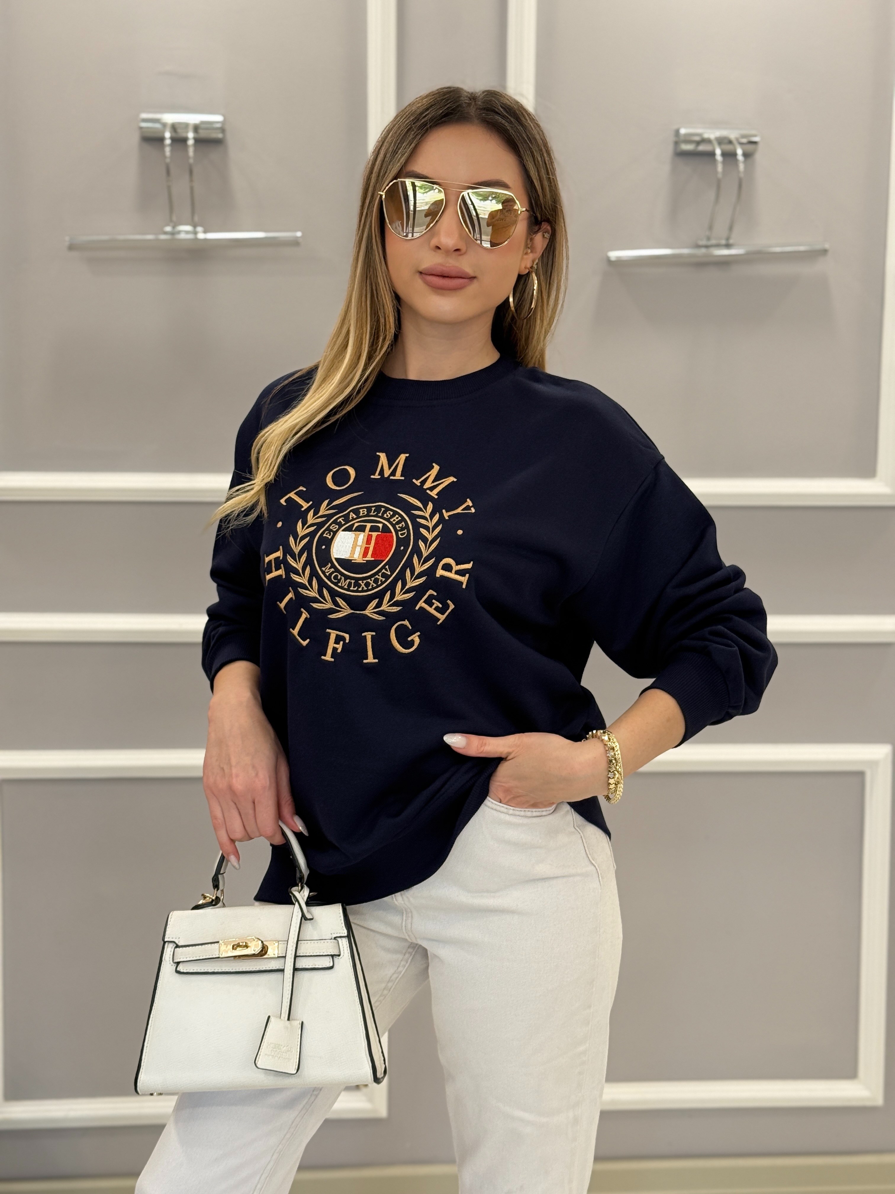 TH Premium Gold Nakışlı Sweatshirt Lacivert 
