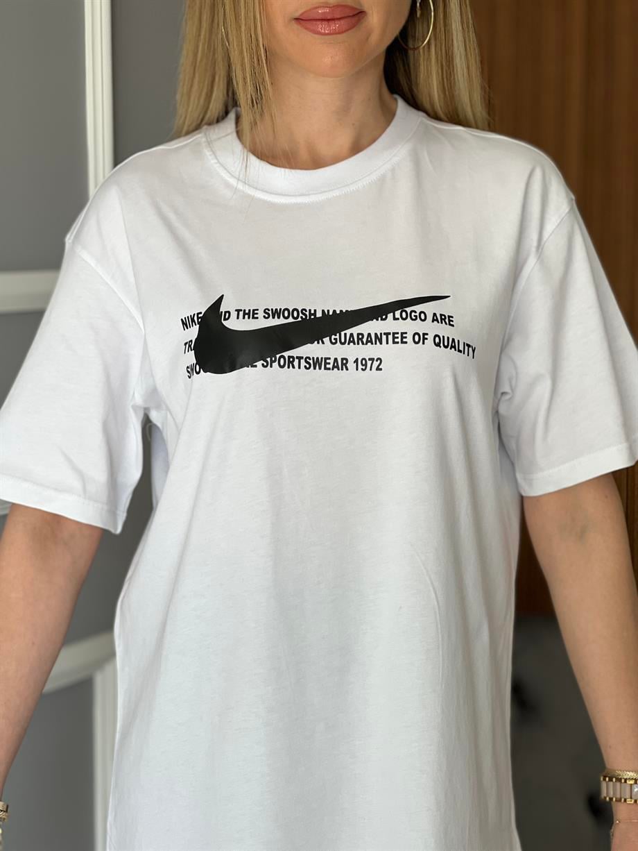 Uzun T-shirt Beyaz