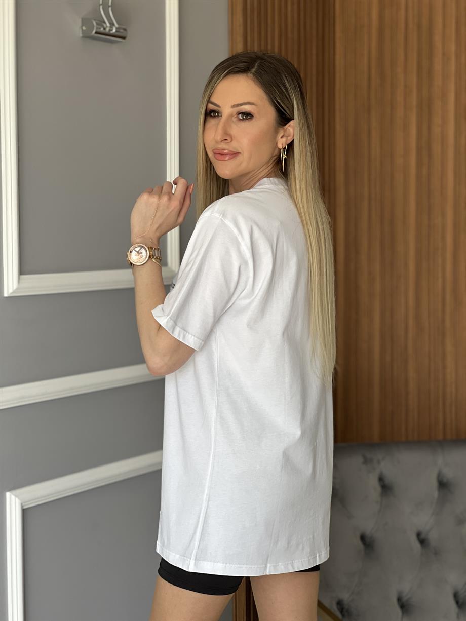 Uzun T-shirt Beyaz