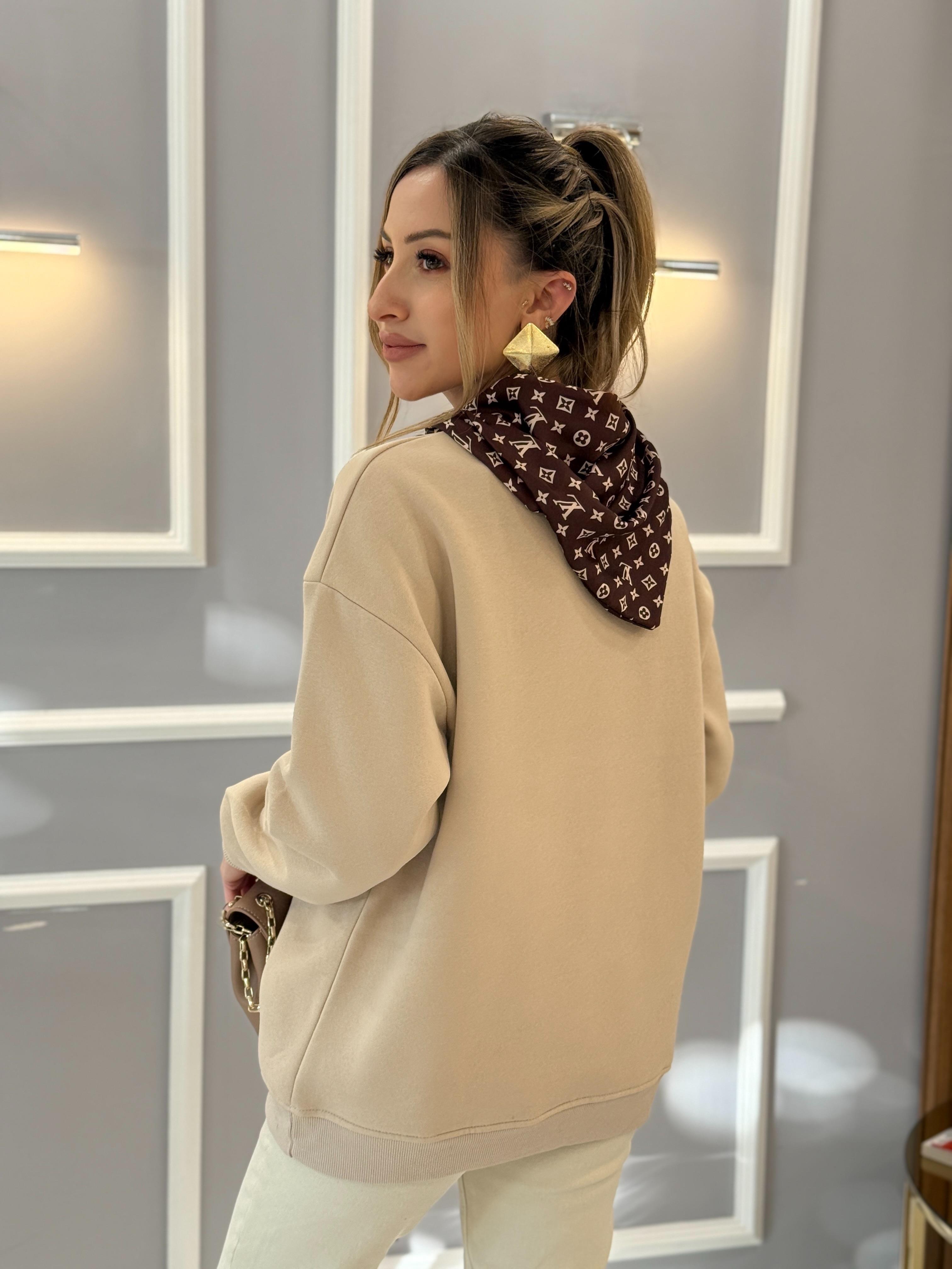 VT Fularlı Şardonlu Vizon Sweatshirt