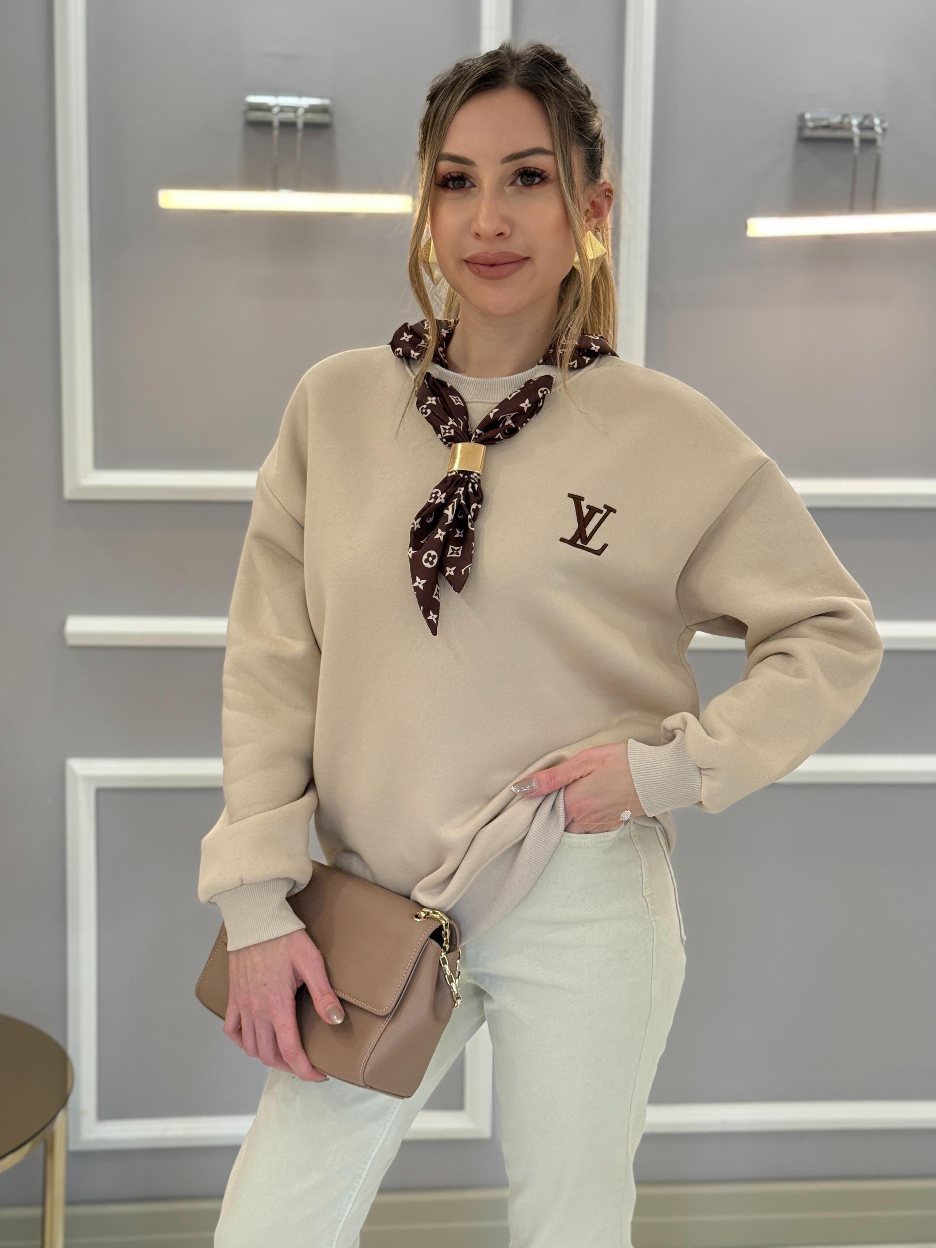 VT Fularlı Şardonlu Vizon Sweatshirt