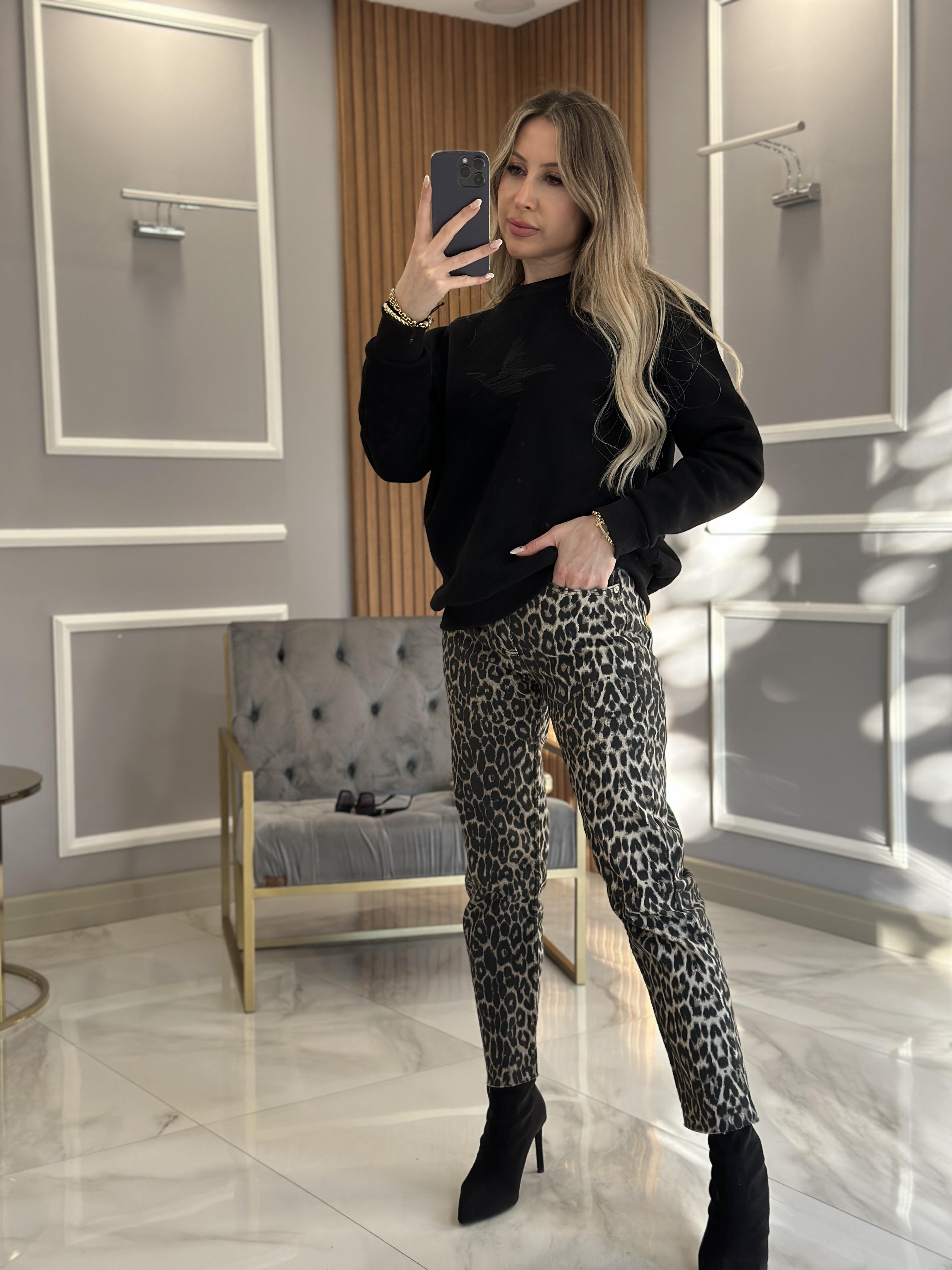 Zr  Leopar Desen Jean Pantolon Mom  