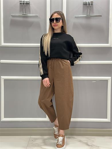 Balon Pantolon Kahverengi Beli Lastikli