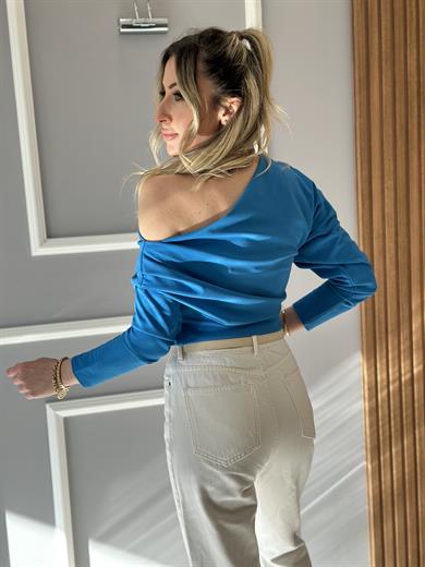 Bluz Omuz Detaylı Mavi