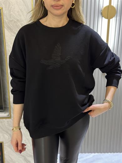 Bn Sweatshirt  Kuş Nakış Detaylı Siyah