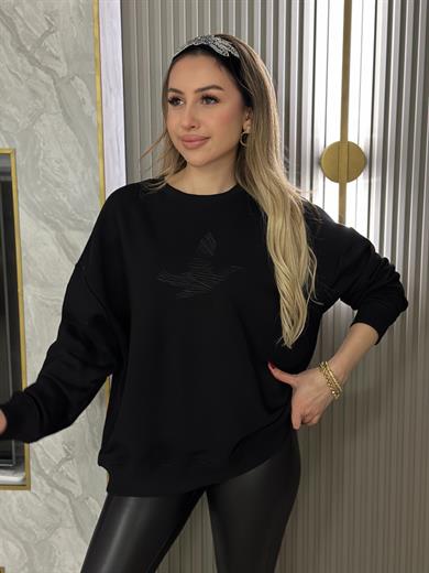Bn Sweatshirt  Kuş Nakış Detaylı Siyah