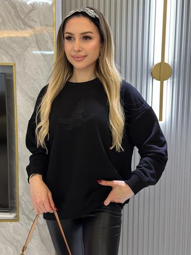Bn Sweatshirt  Kuş Nakış Detaylı Siyah