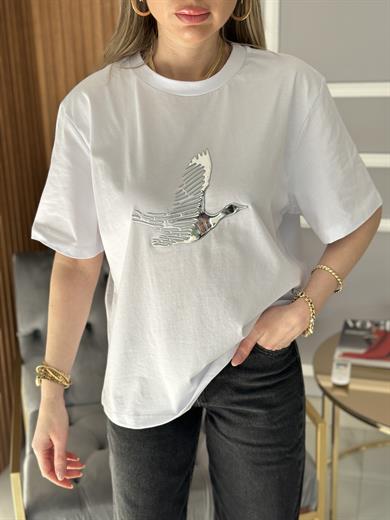 Bn T-shirt Silver Kabartmalı Beyaz